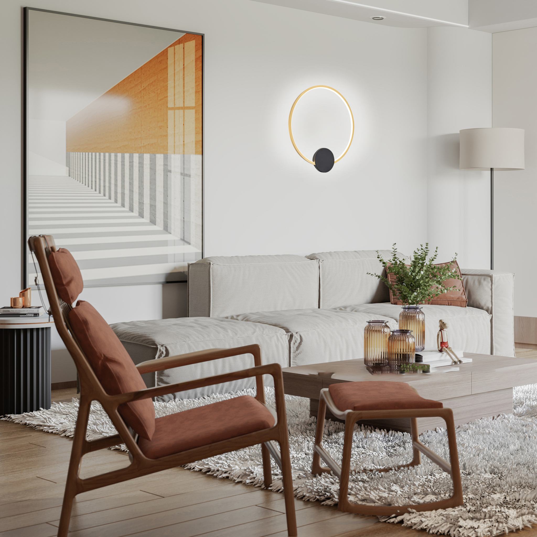 Condida - 241111-30 - LED-seinävalaisin- hiekanmusta/messinki