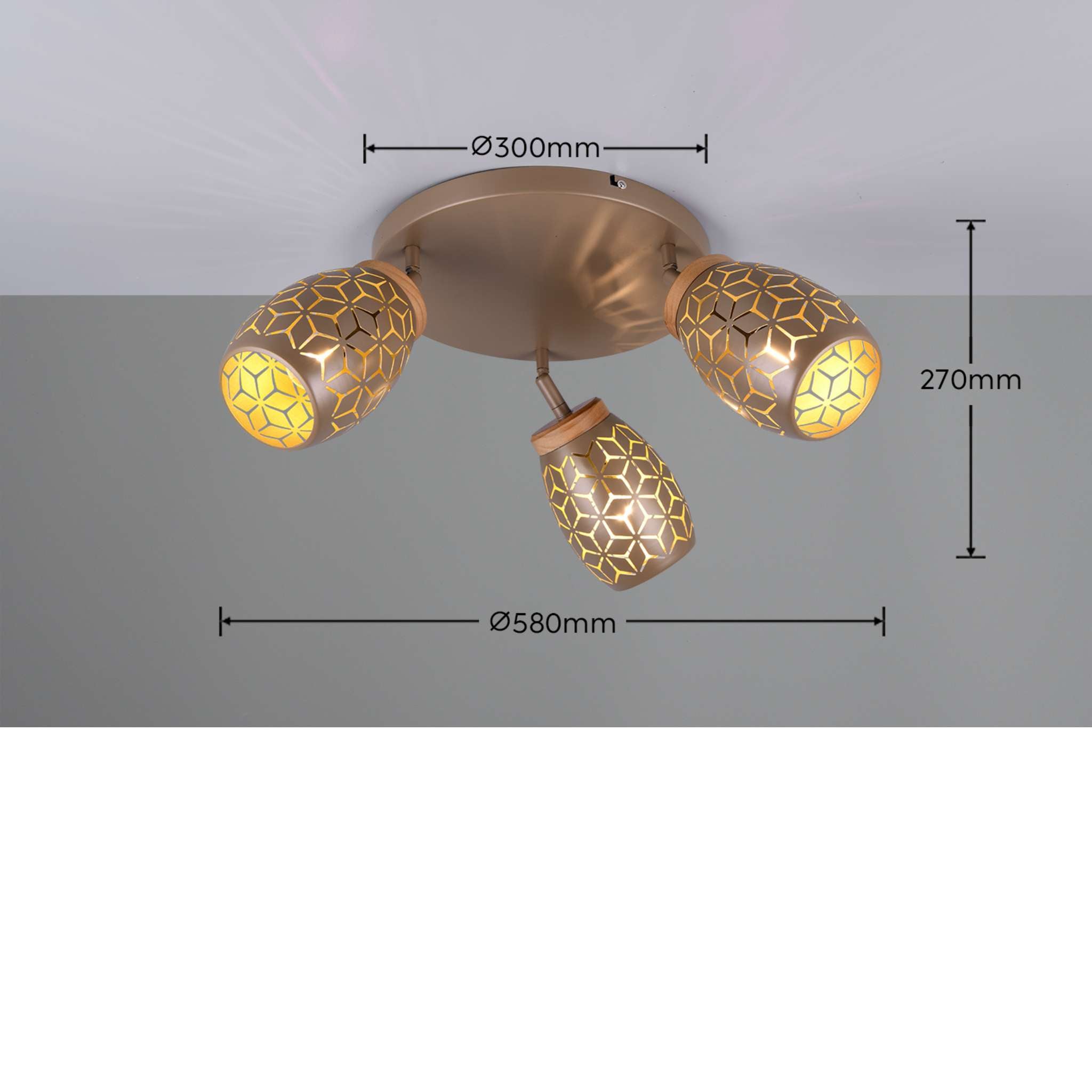 TRIO Bidar spottivalaisin 3-os E14 - kahvinruskea