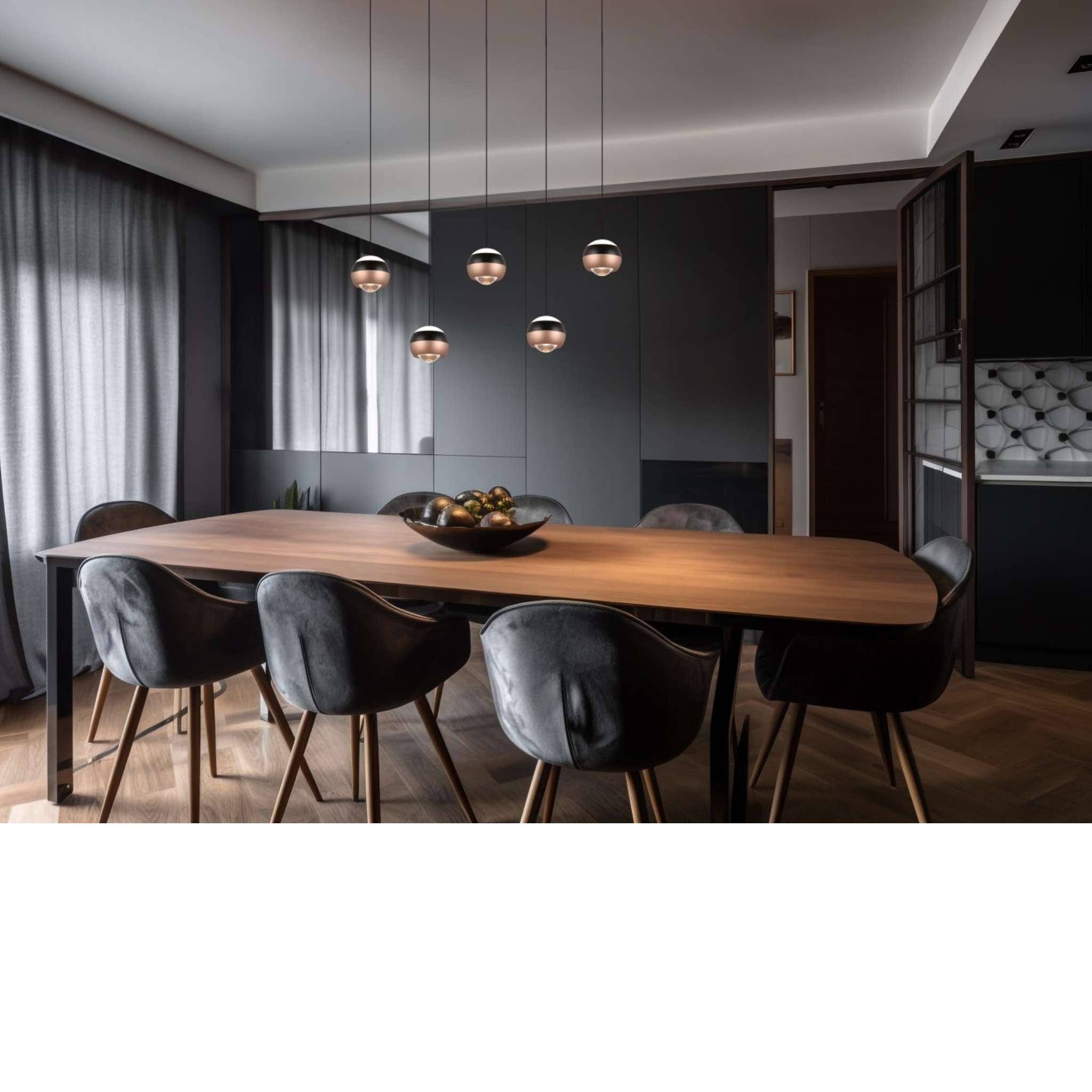 TRIO Orbit LED riippuvalaisin 100 cm 5-os - mattamusta