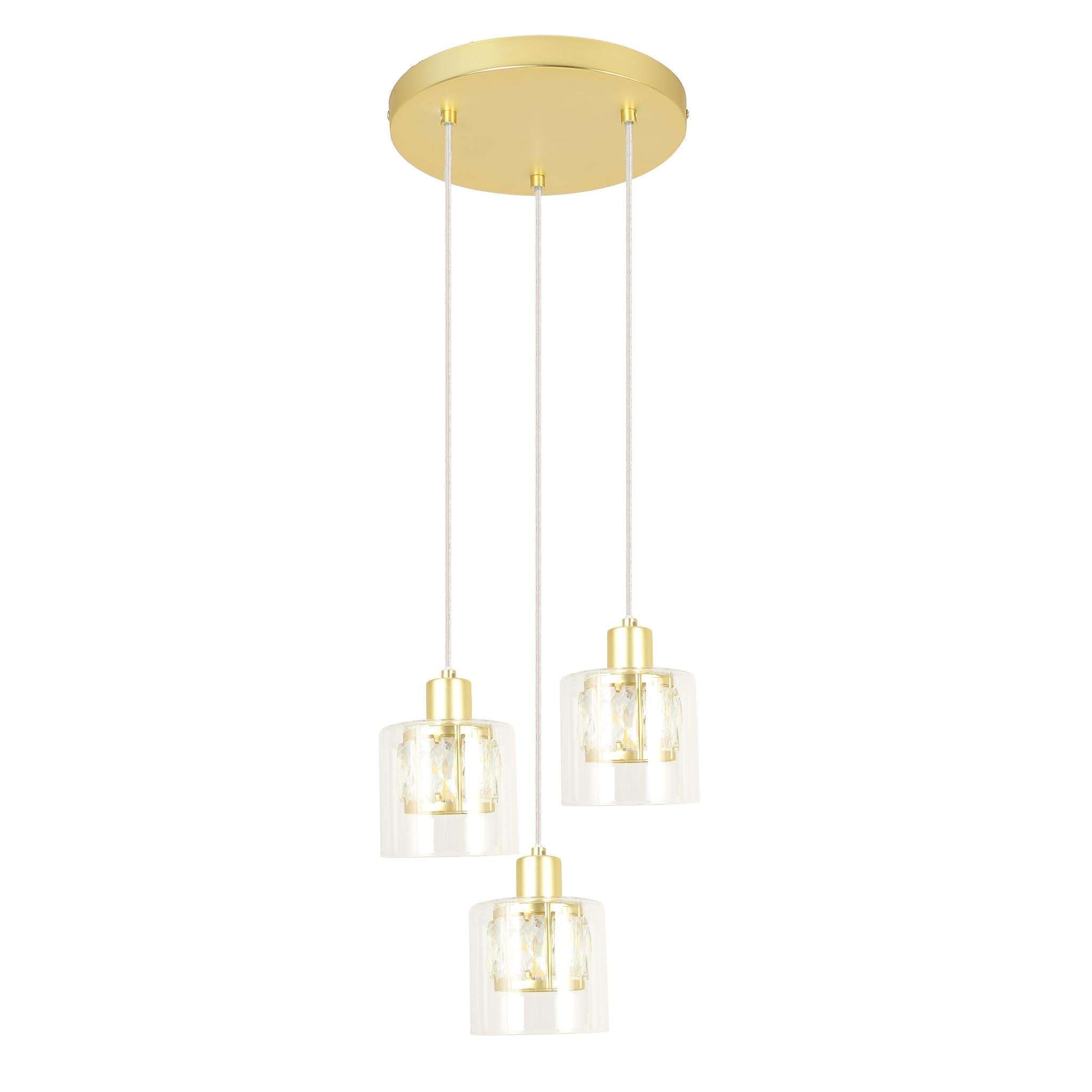 Elmo 338803-36 - 3-osainen riippuvalaisin - Kulta/mattakirkas lasi