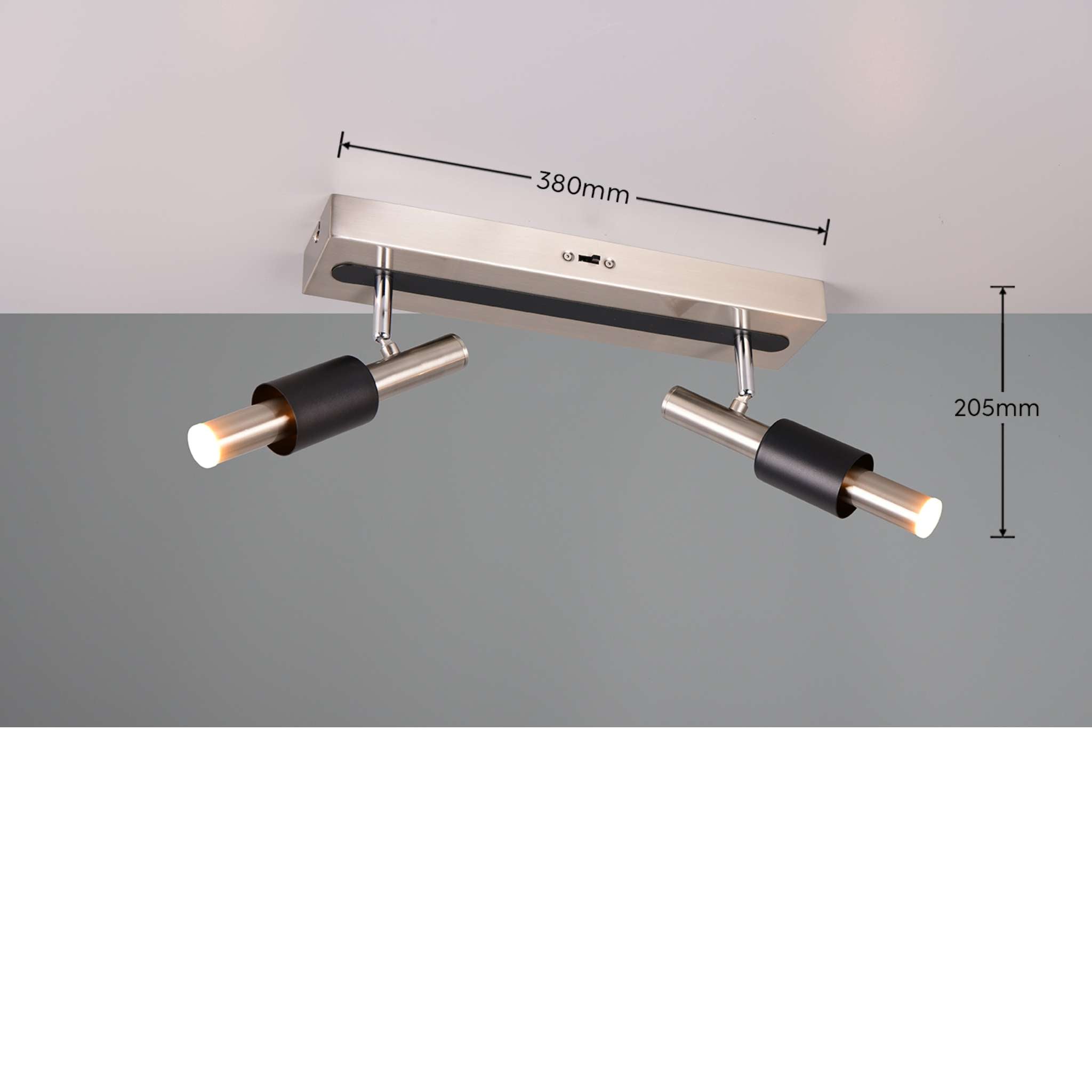 TRIO Ikaris LED spotti 2-os - harjattu teräs/mattamusta