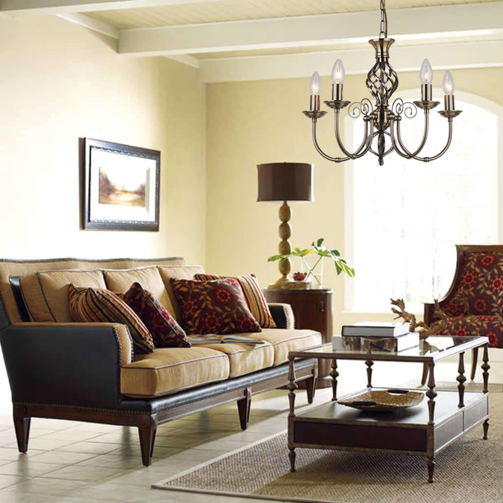 Aimee 123905-04 - Kattokruunu 5-osainen - Antiikkimessinki