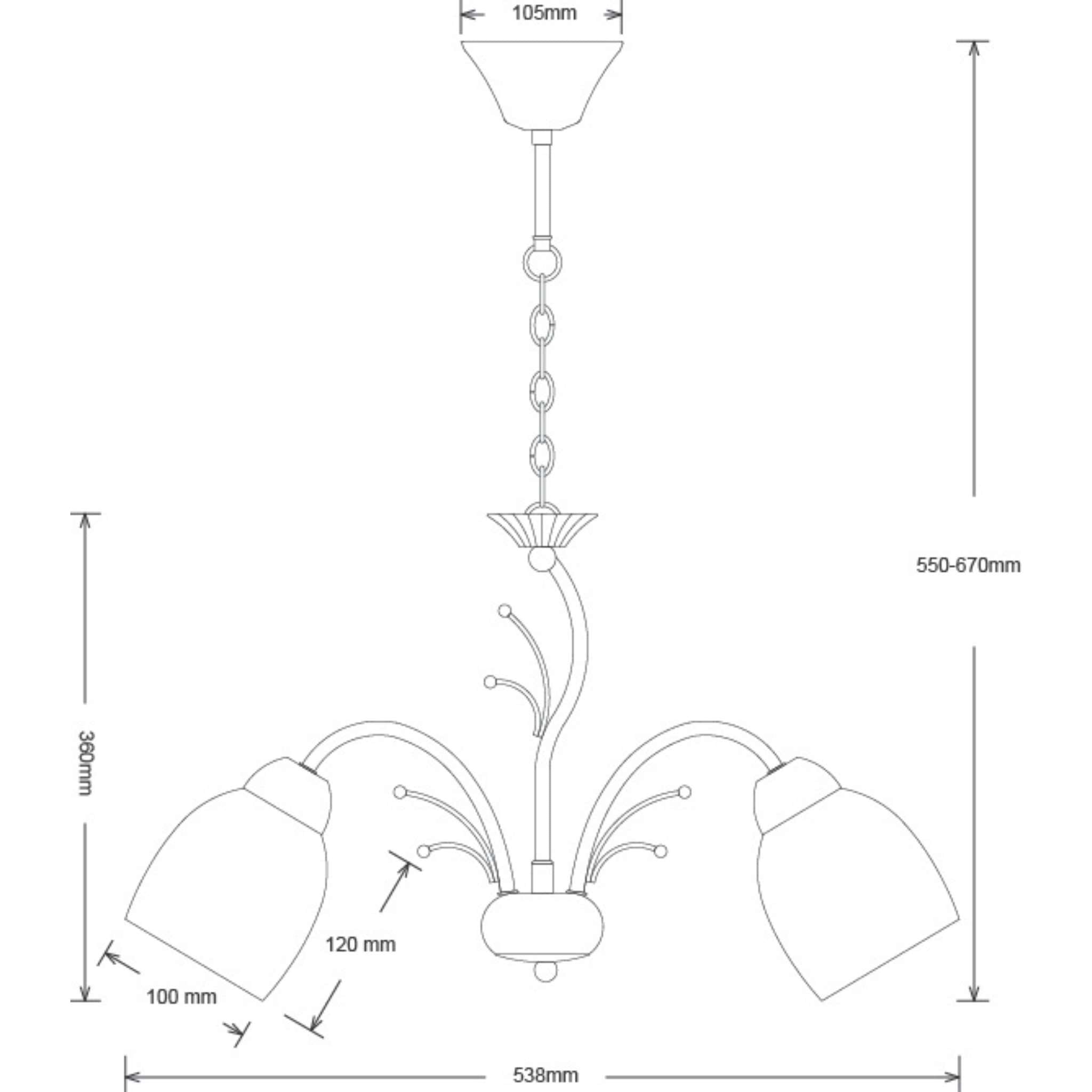 Alice 117103-04 - Pendant lamp, 3-piece - Antique brass