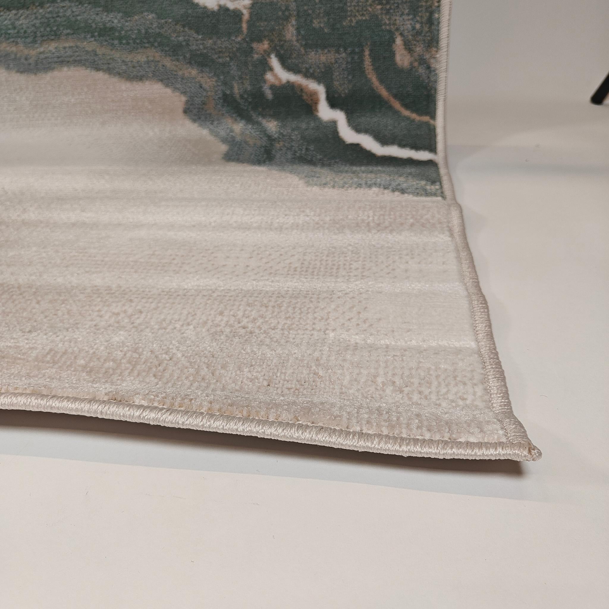 Atrani lyhytnukkainen matto - Vihreä / beige - valkoinen