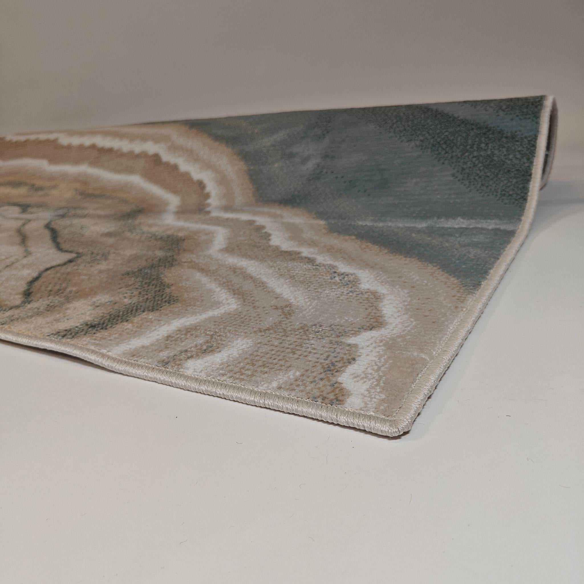 Atrani lyhytnukkainen matto - Vihreä / beige - valkoinen