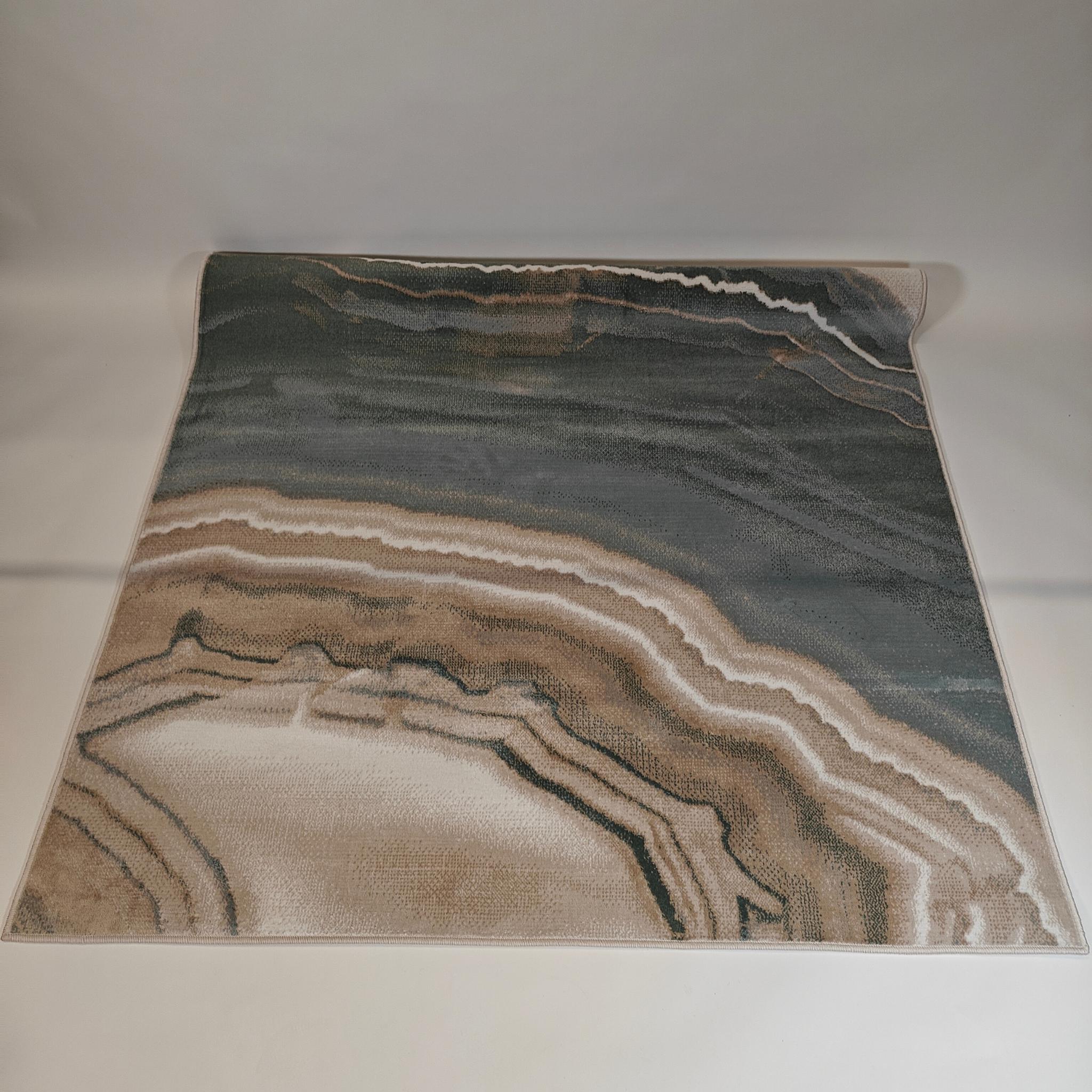 Atrani lyhytnukkainen matto - Vihreä / beige - valkoinen