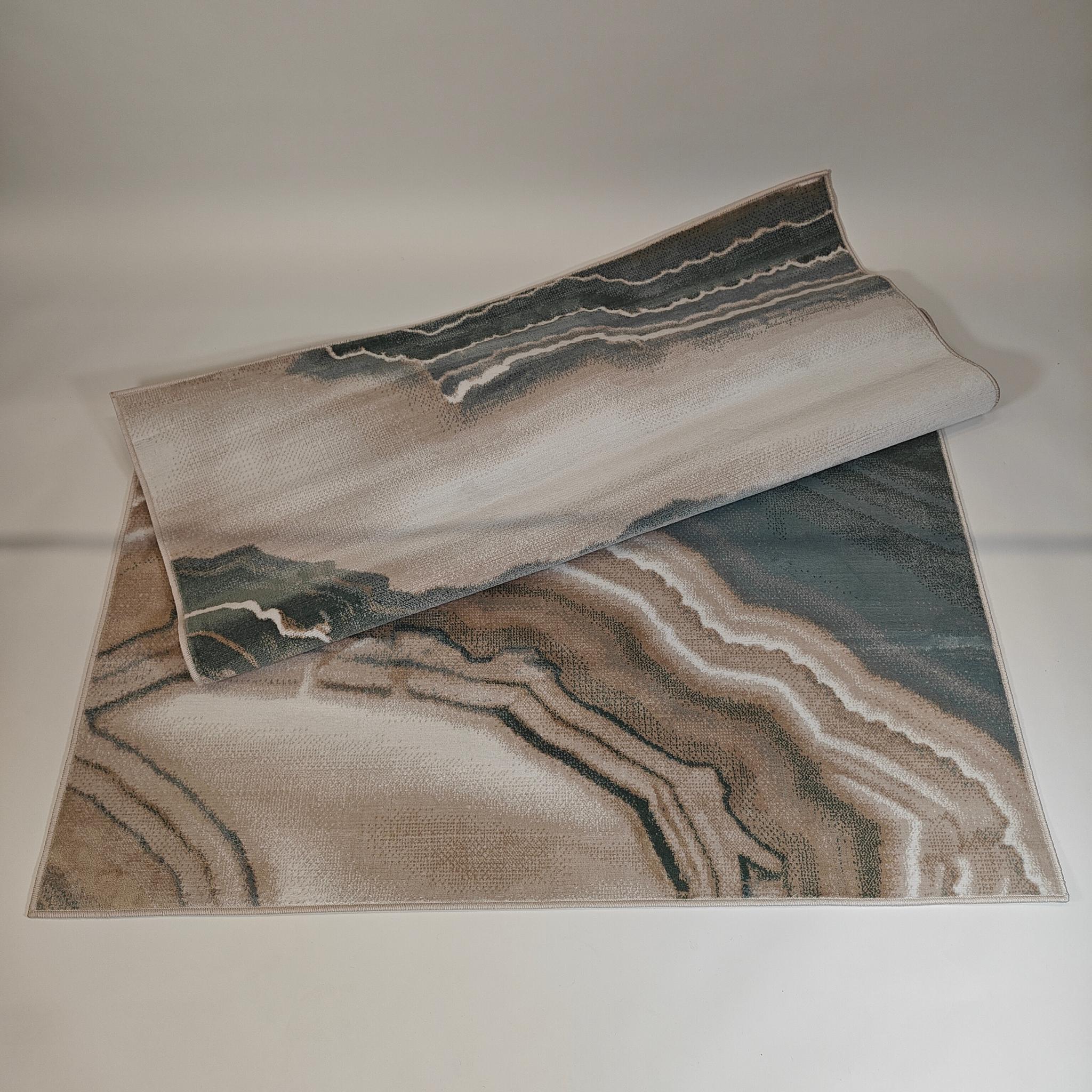 Atrani lyhytnukkainen matto - Vihreä / beige - valkoinen