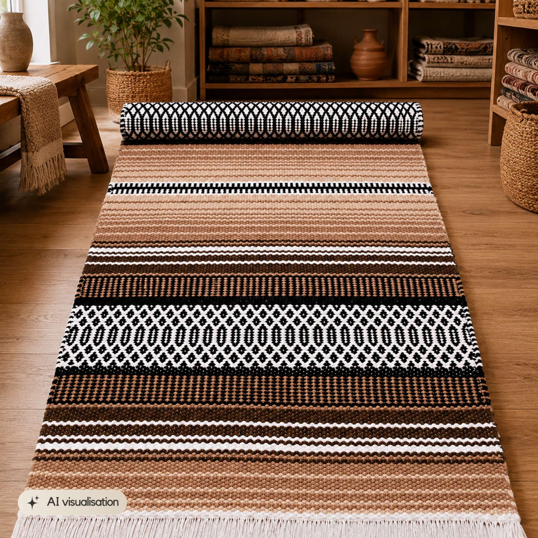 BERTA Cotton rug - brown