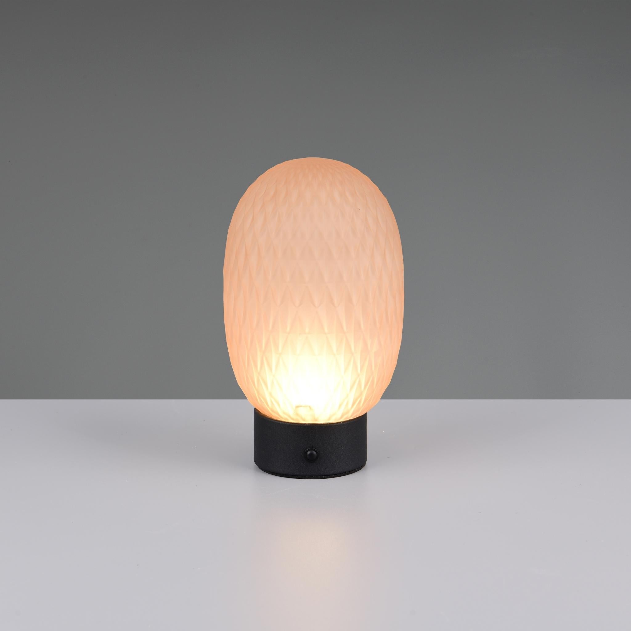 TRIO Facette LED table lamp, rechargeable - amber/matte black