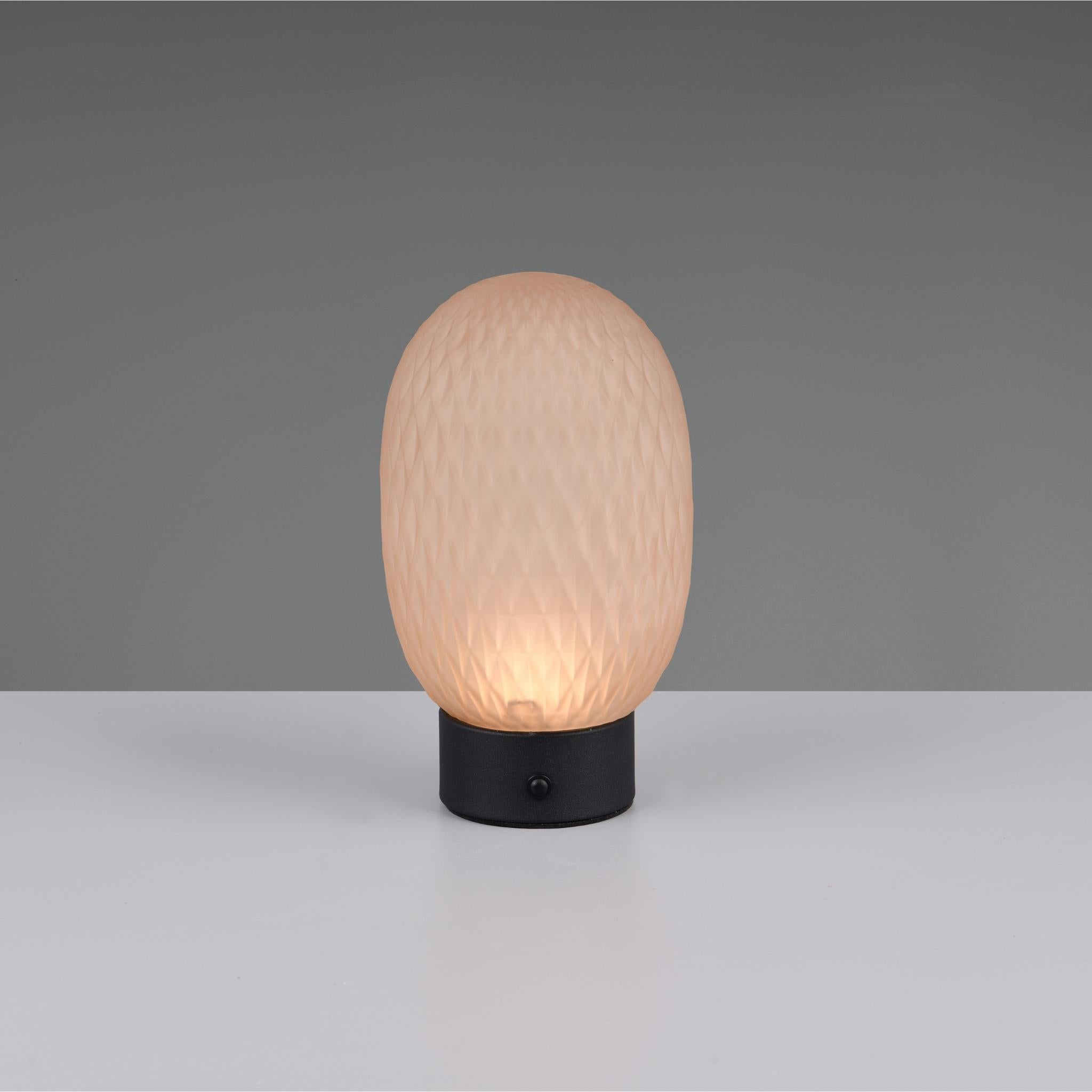 TRIO Facette LED table lamp, rechargeable - amber/matte black