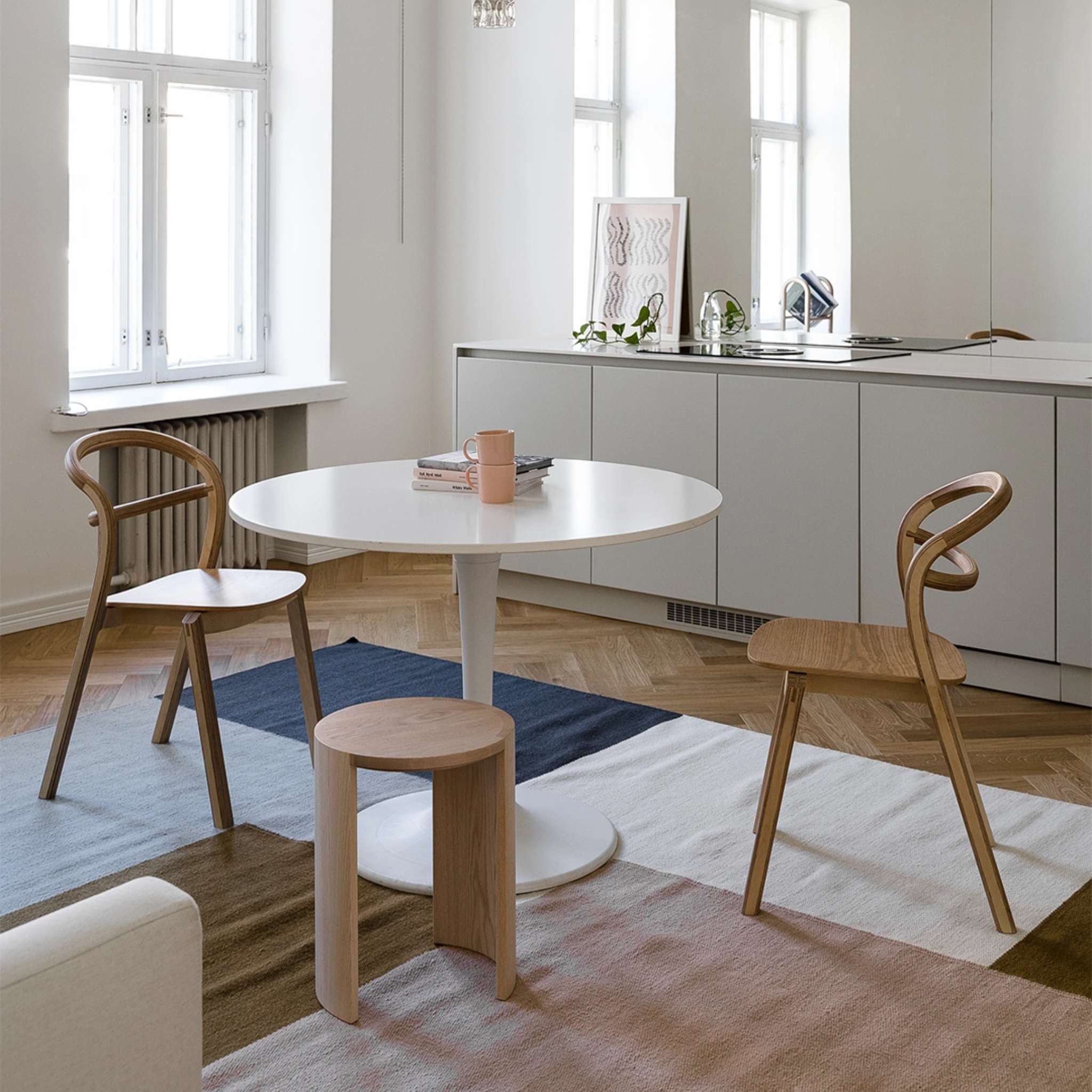 Finarte Kortteli villamatto - Harmaa Vaaleanpunainen