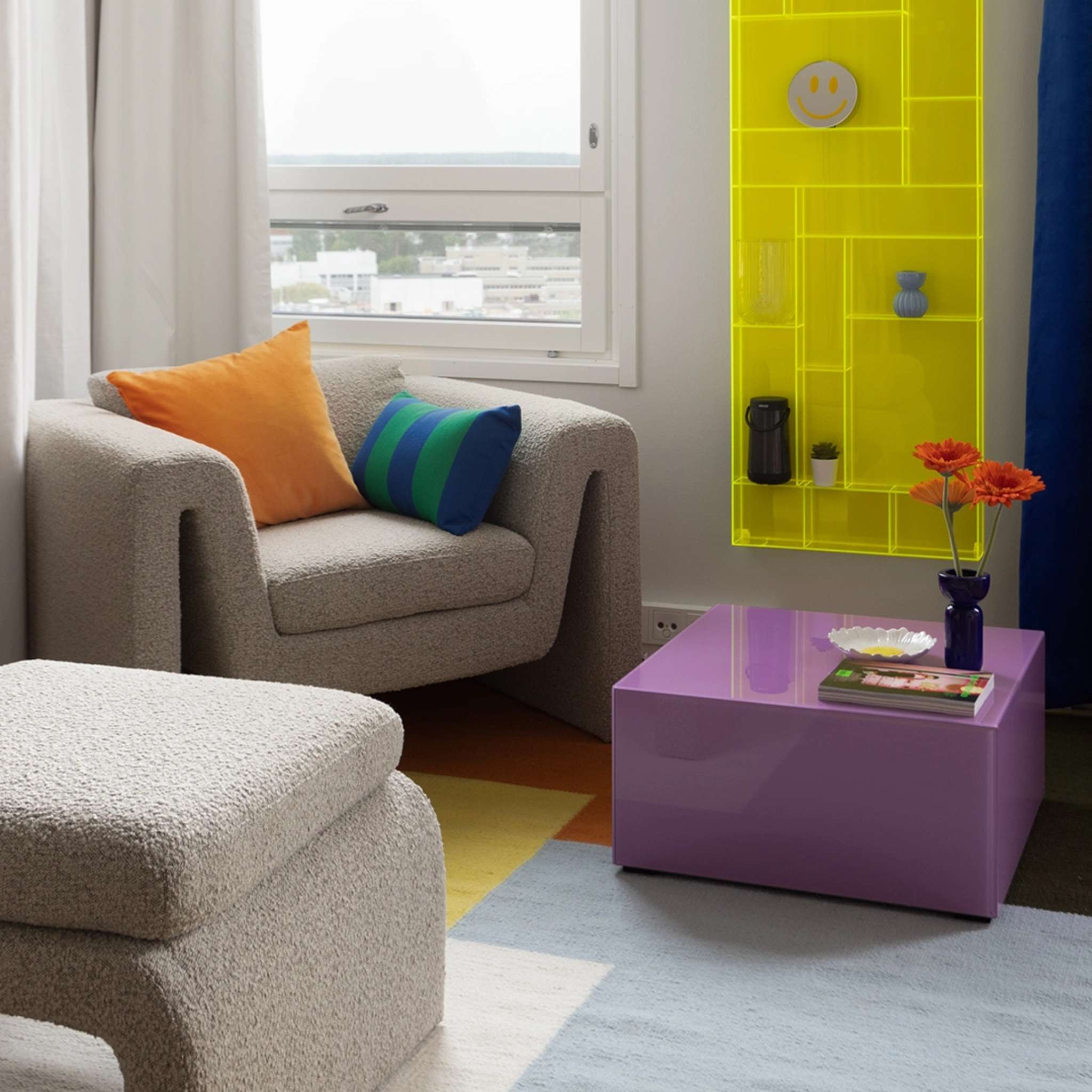 Finarte Kortteli villamatto - Valkoinen Keltainen