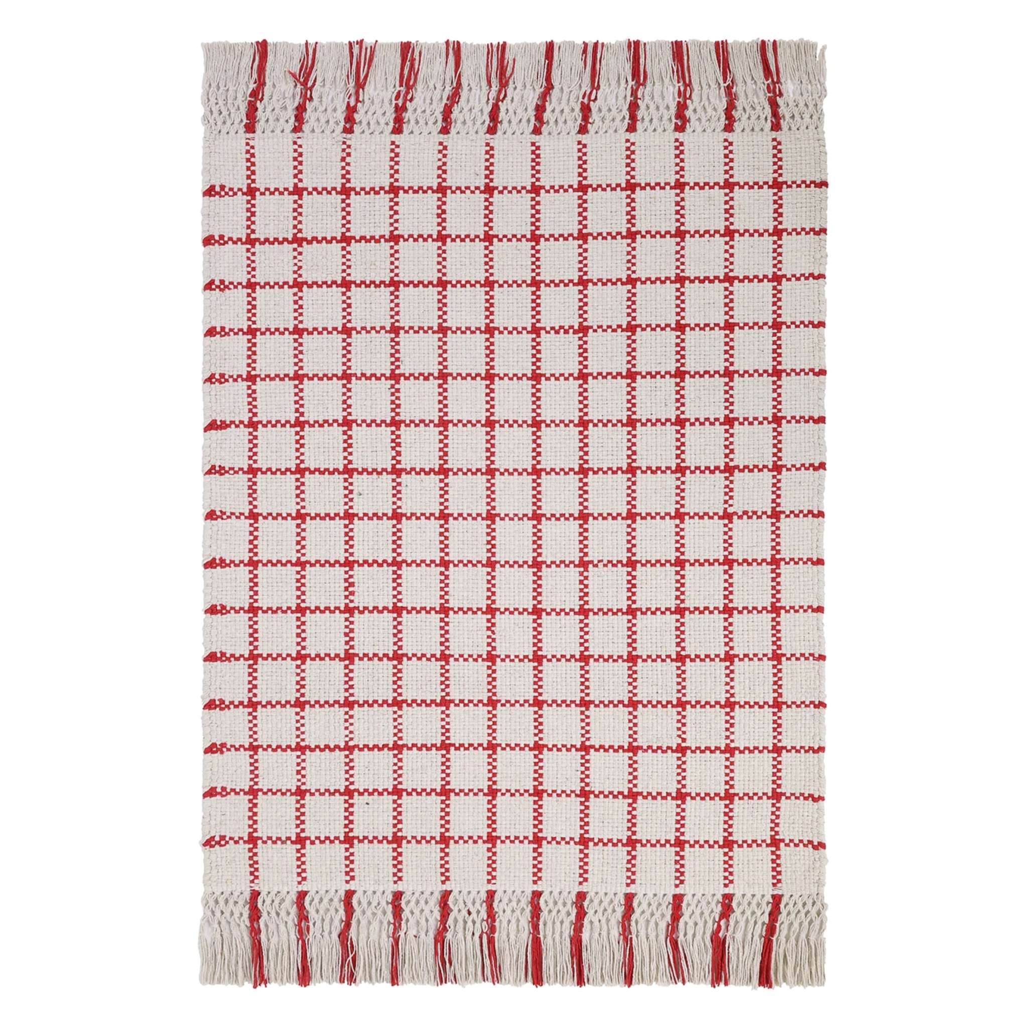 Finarte Ruutu puuvillamatto - Valkoinen