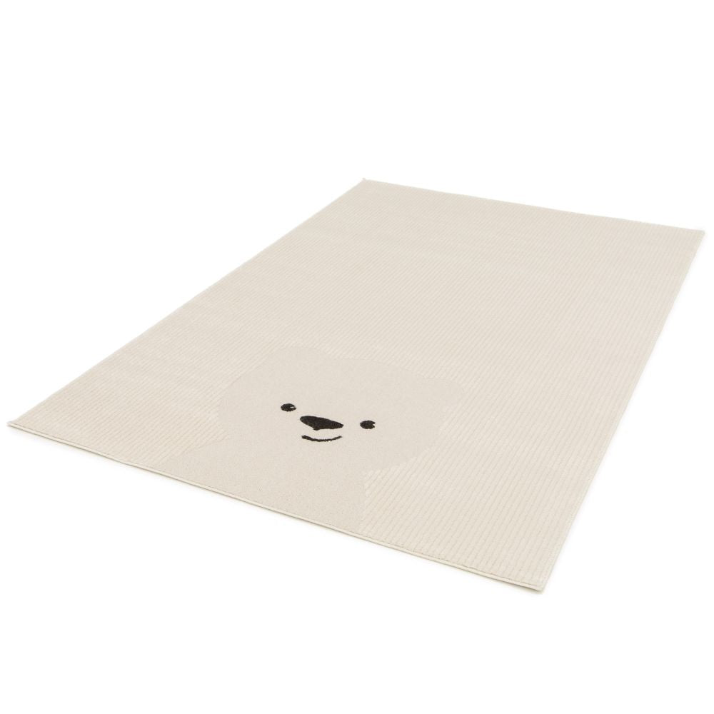 Kukkuu-nalle lastenmatto - luonnonvalkoinen.