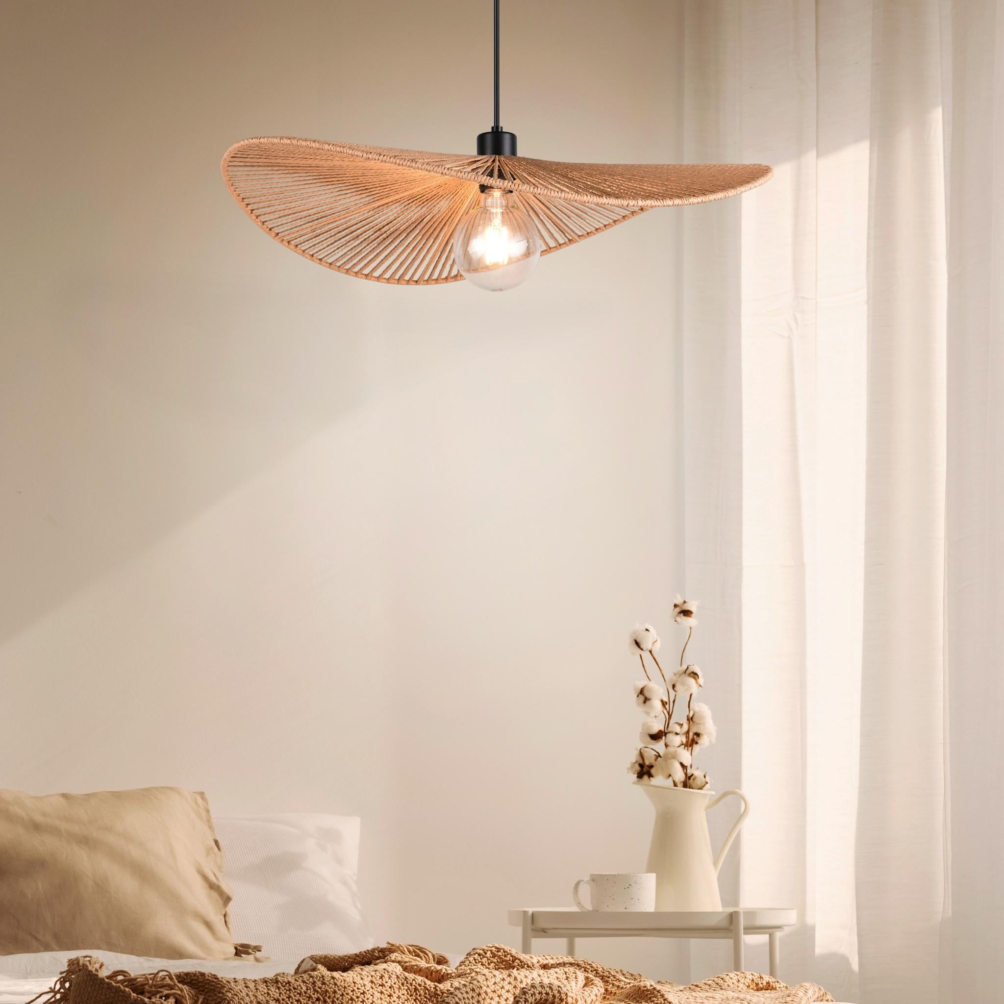 TRIO Laurine pendant lamp - brown/paper cord