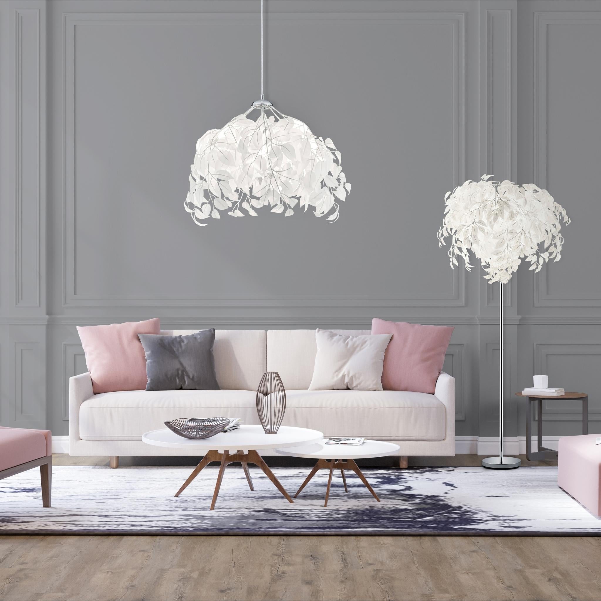 TRIO Leavy pendant lamp - white - Ø38 cm