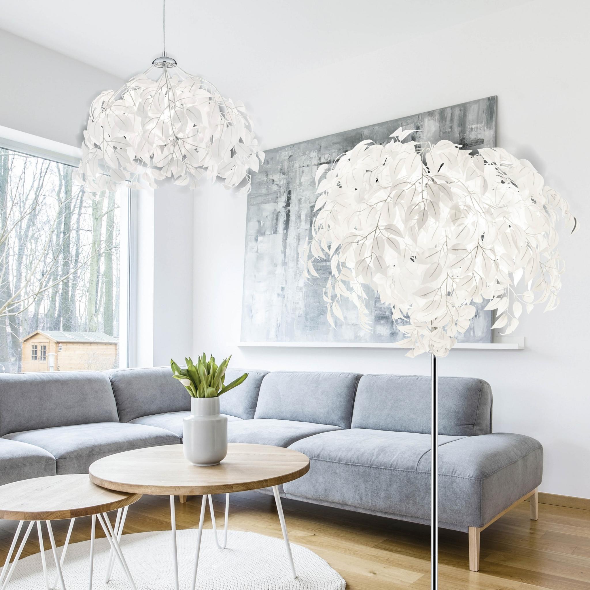 TRIO Leavy pendant lamp - white - Ø38 cm