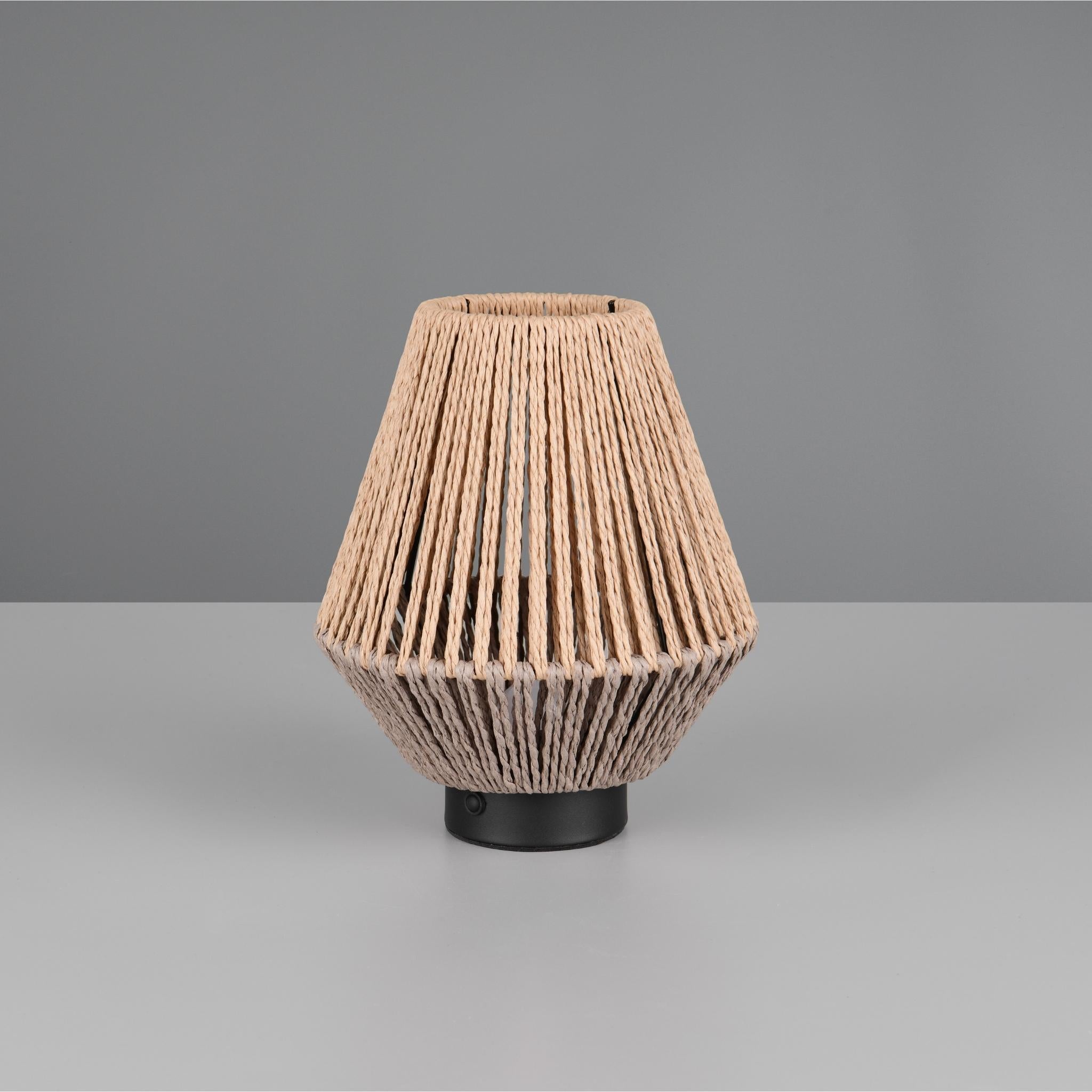 TRIO Lira LED table lamp, rechargeable - brown/paper cord