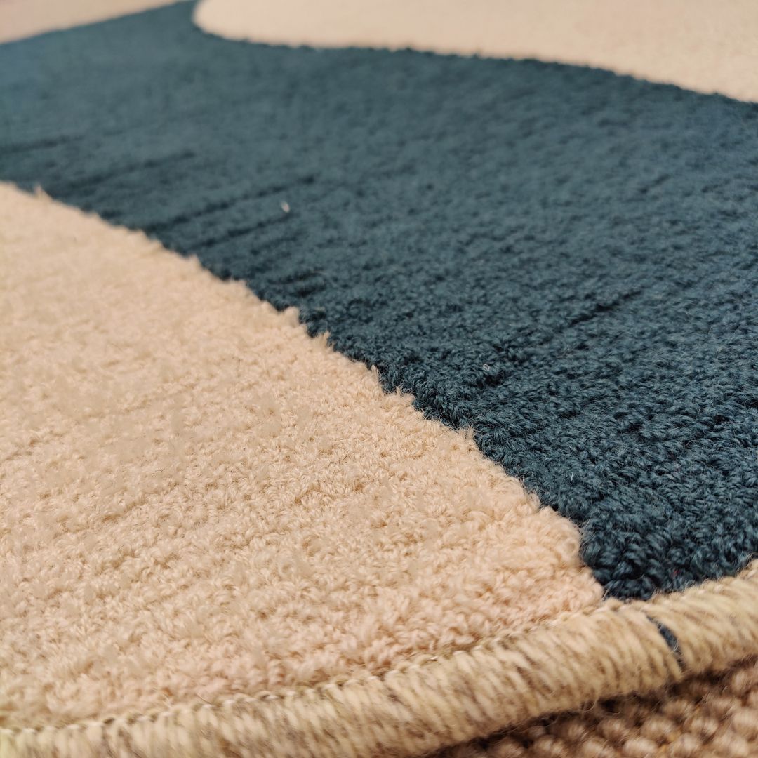 Wave round Wool rug - multicolor