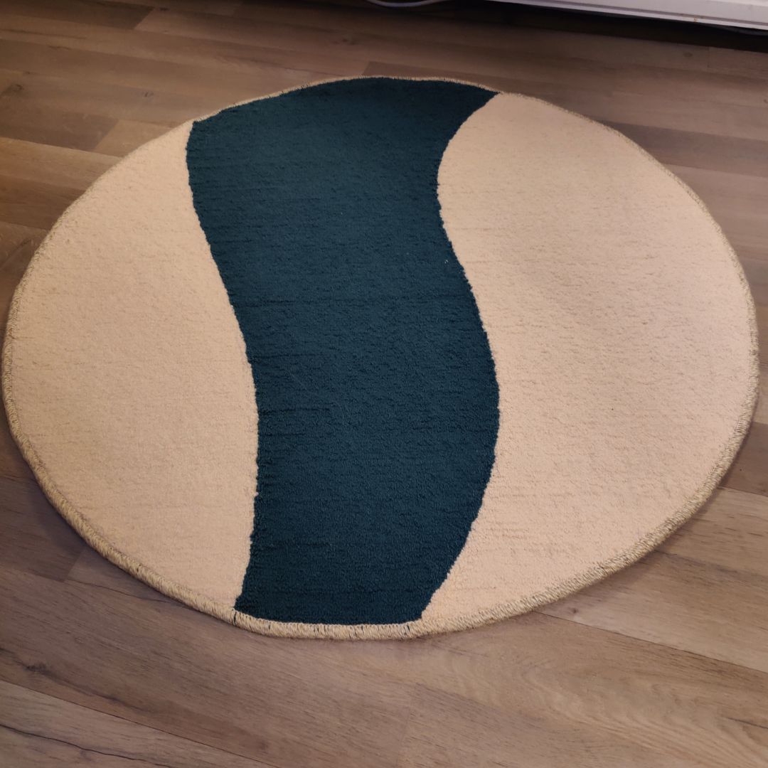 Wave round Wool rug - multicolor