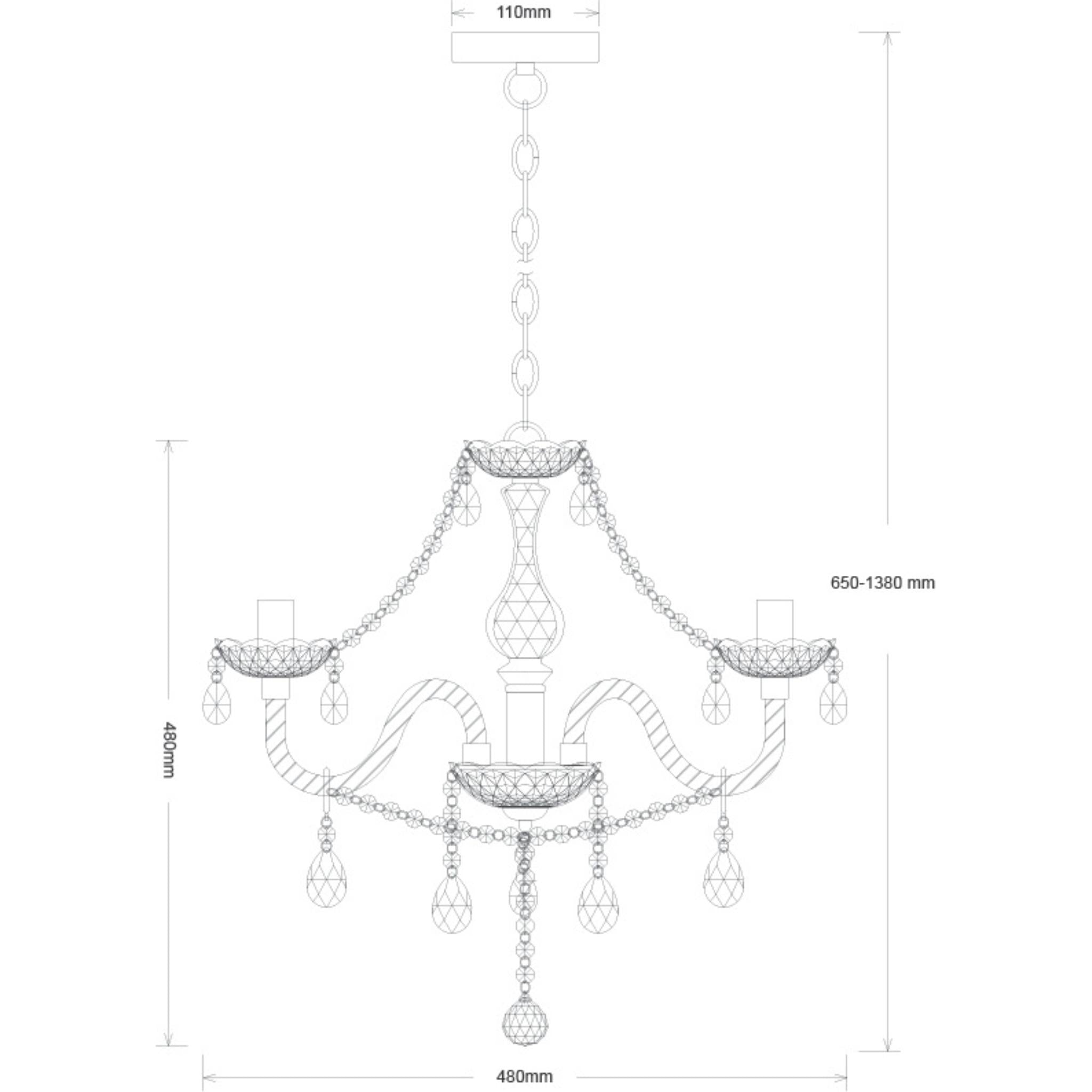 Marie 128305-06 - 5-piece Ceiling Light - Chrome - Clear