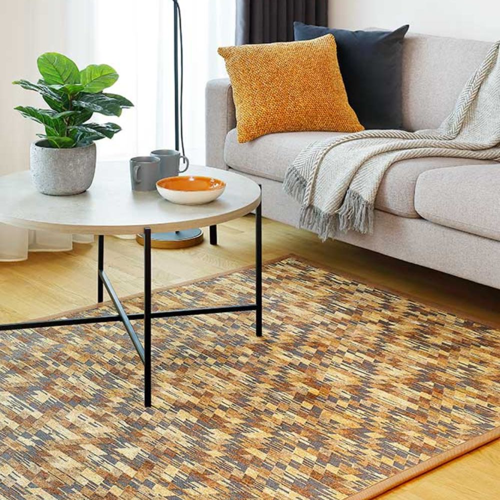 Narma VERGI kaksipuolinen puuvillamatto - beige/tummanruskea