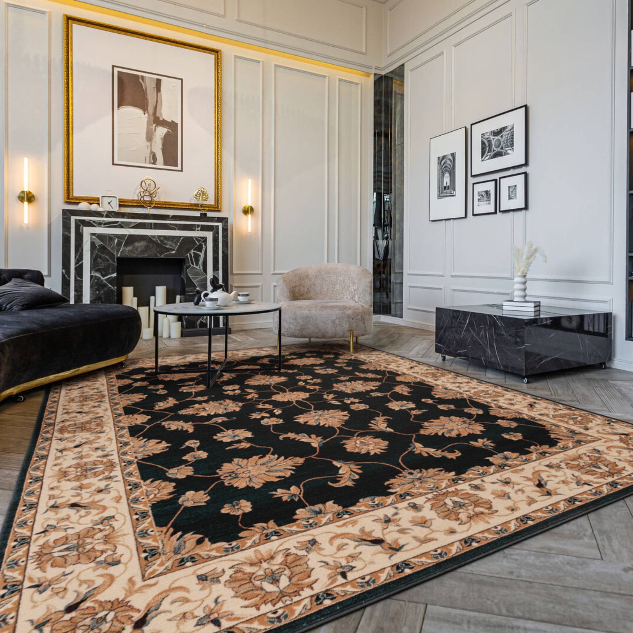 Nereo Oriental Wool Rug – Navy