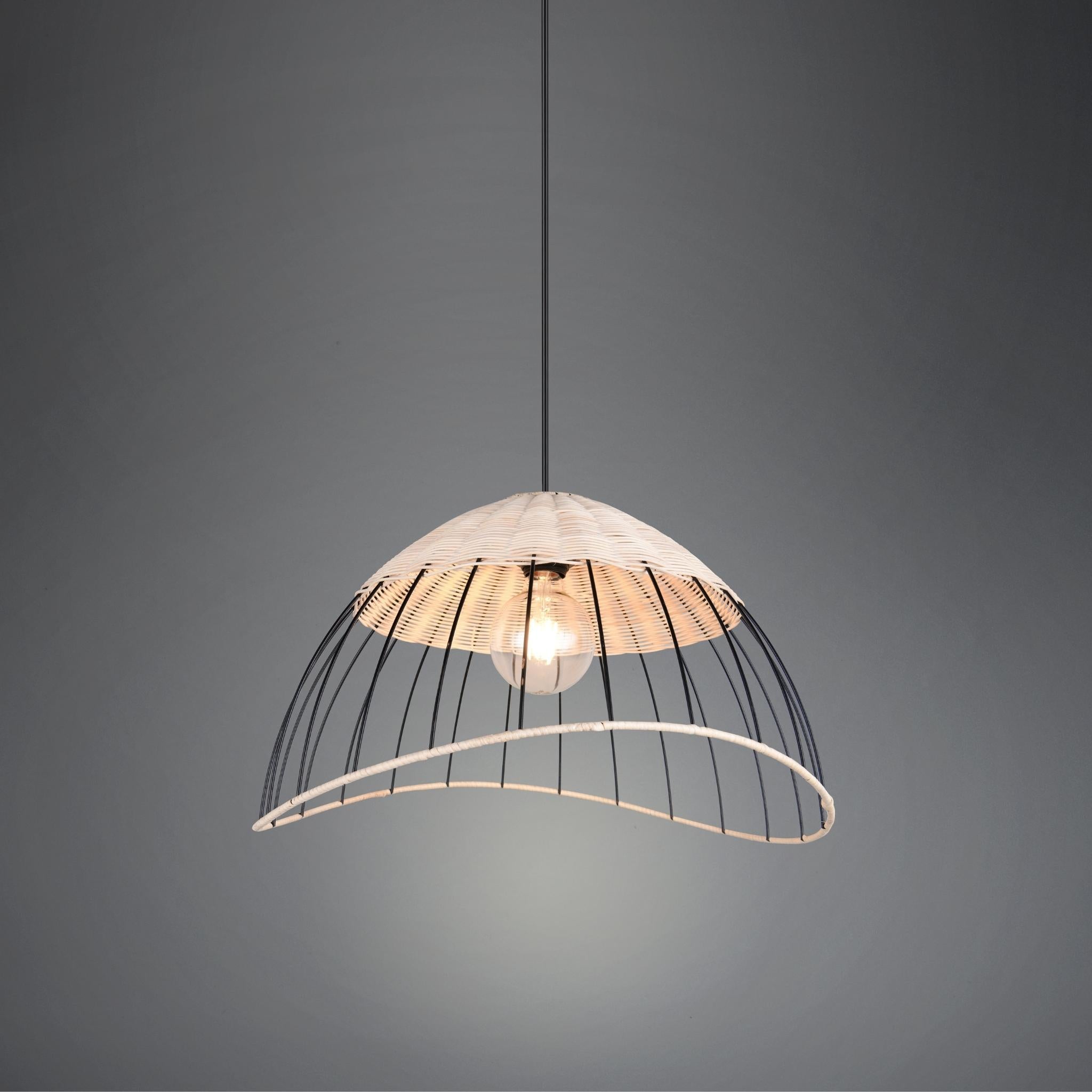 TRIO Sandrine pendant lamp - matte black/rattan