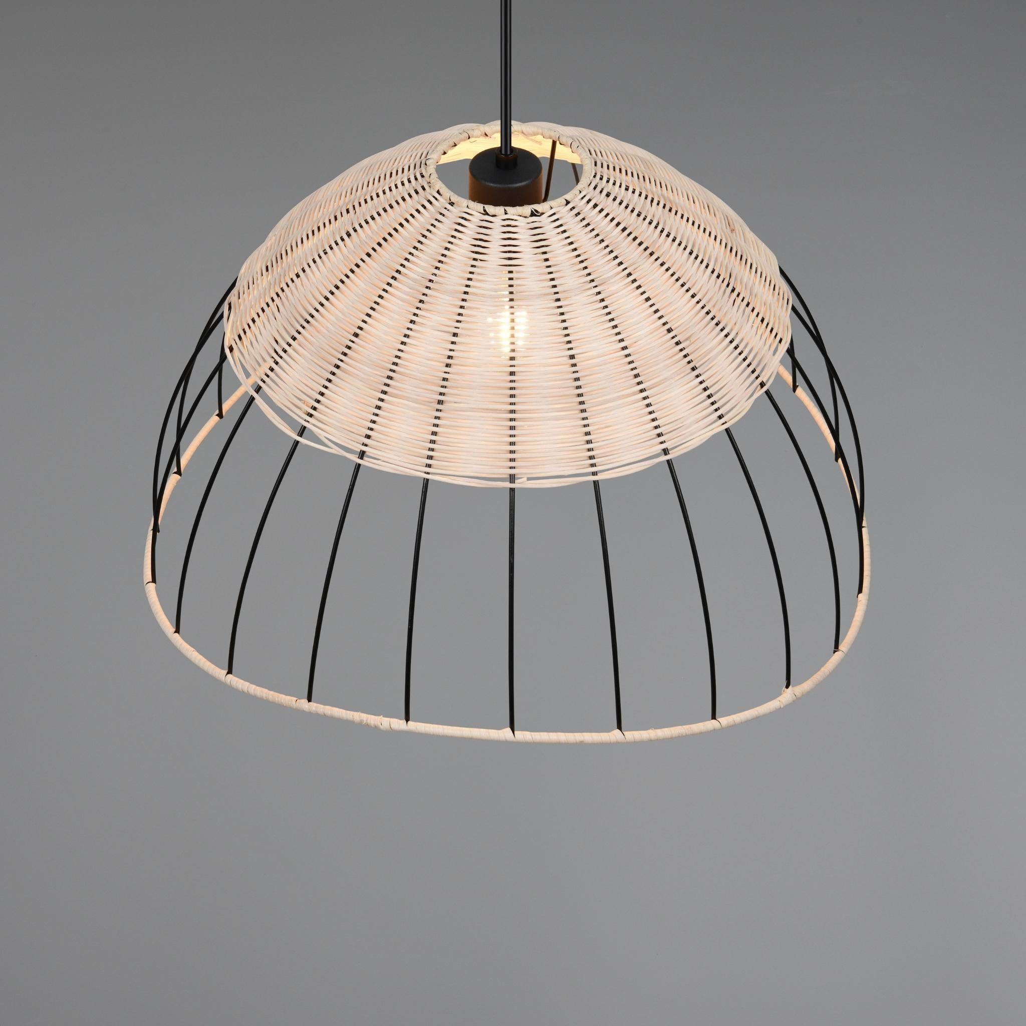 TRIO Sandrine pendant lamp - matte black/rattan