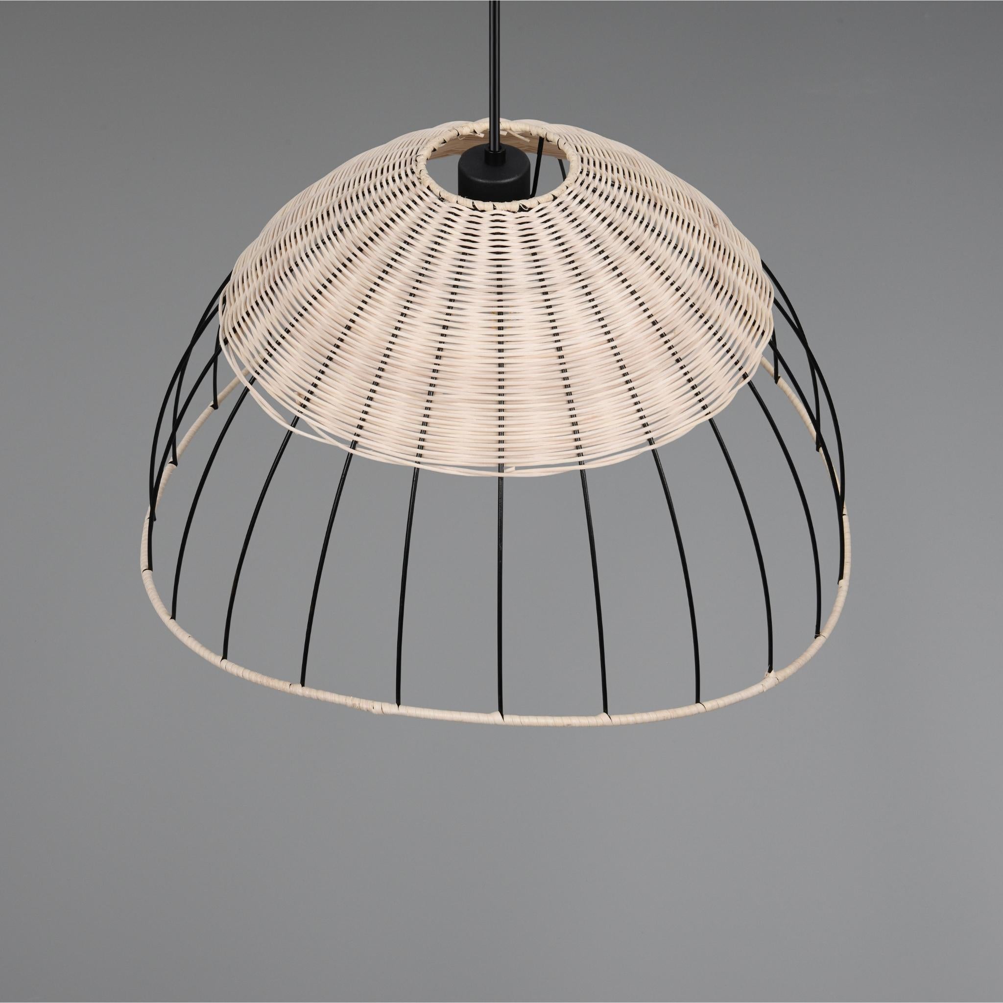 TRIO Sandrine pendant lamp - matte black/rattan