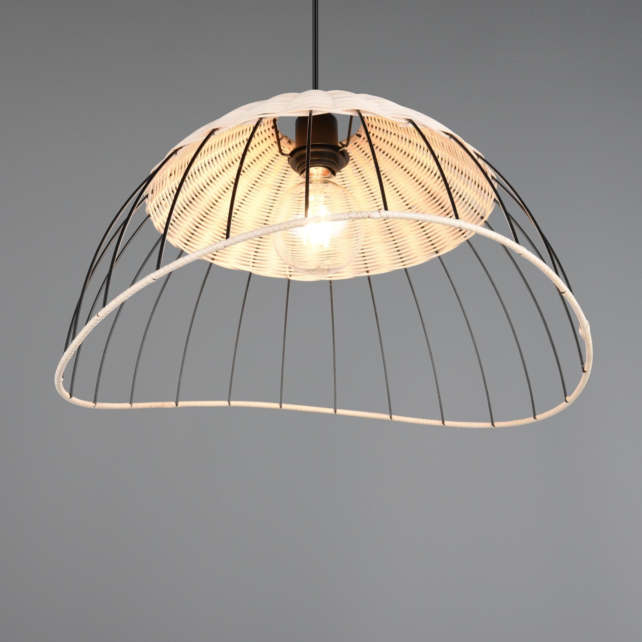 TRIO Sandrine pendant lamp - matte black/rattan