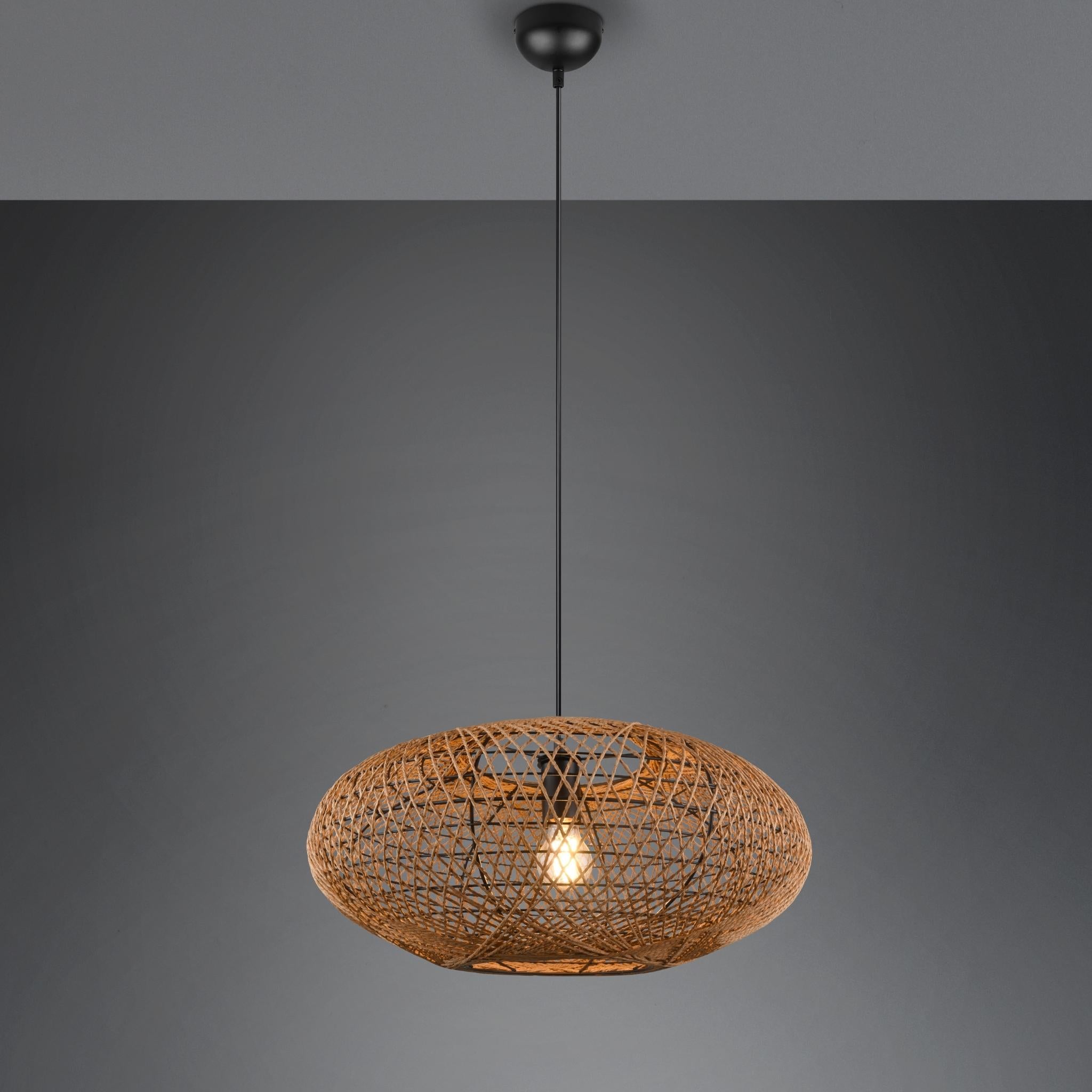 TRIO Hedda pendant lamp - matte black/sisal