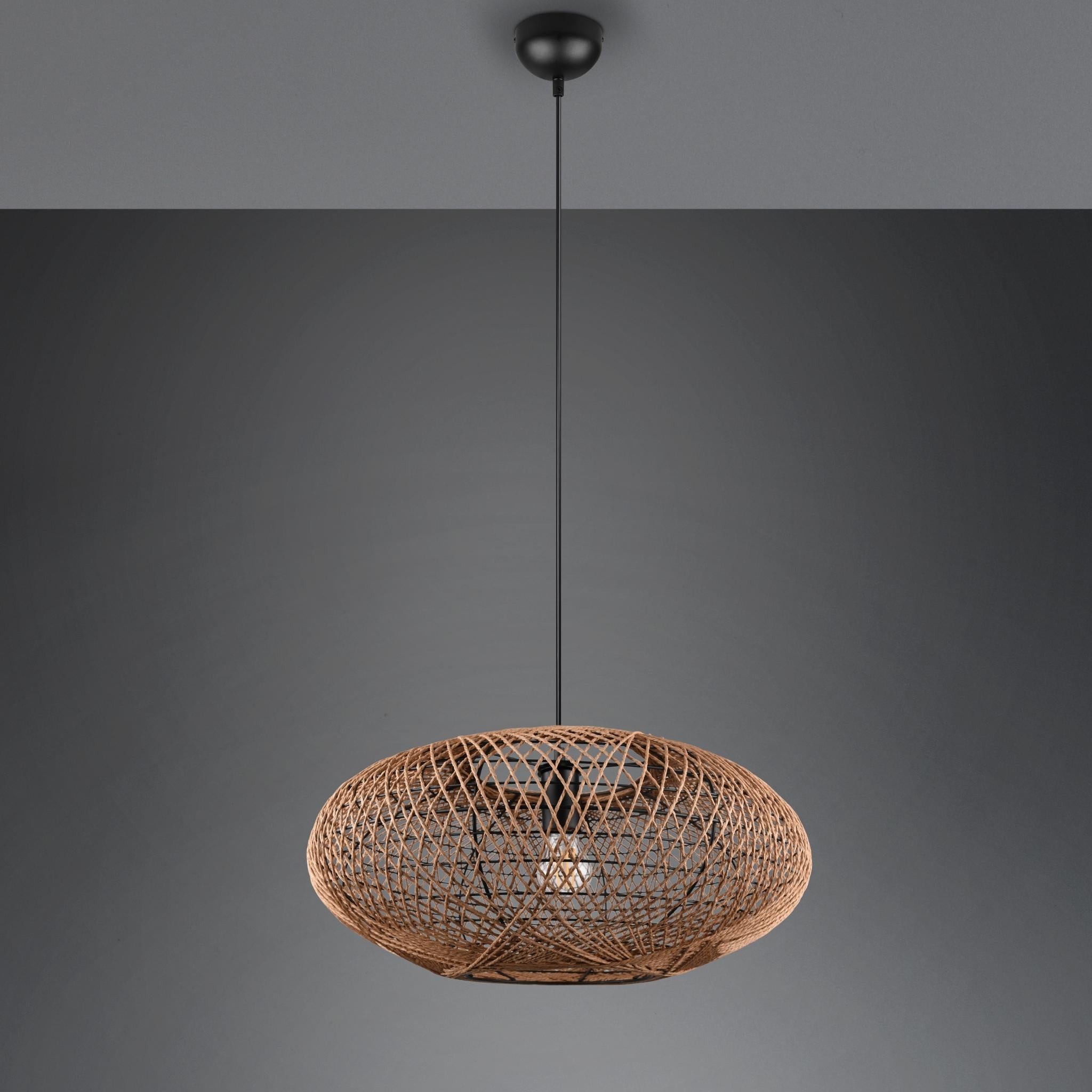 TRIO Hedda pendant lamp - matte black/sisal