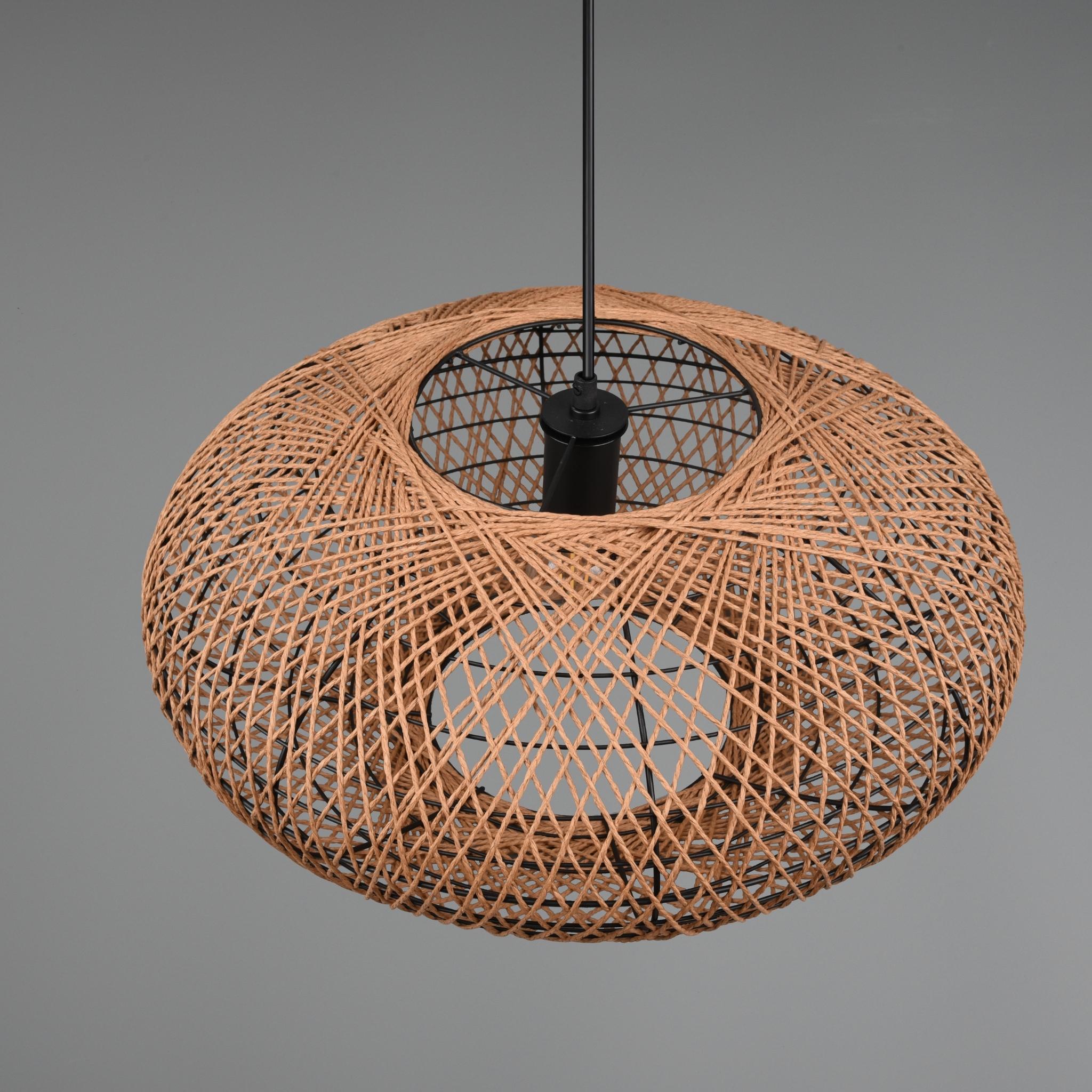 TRIO Hedda pendant lamp - matte black/sisal