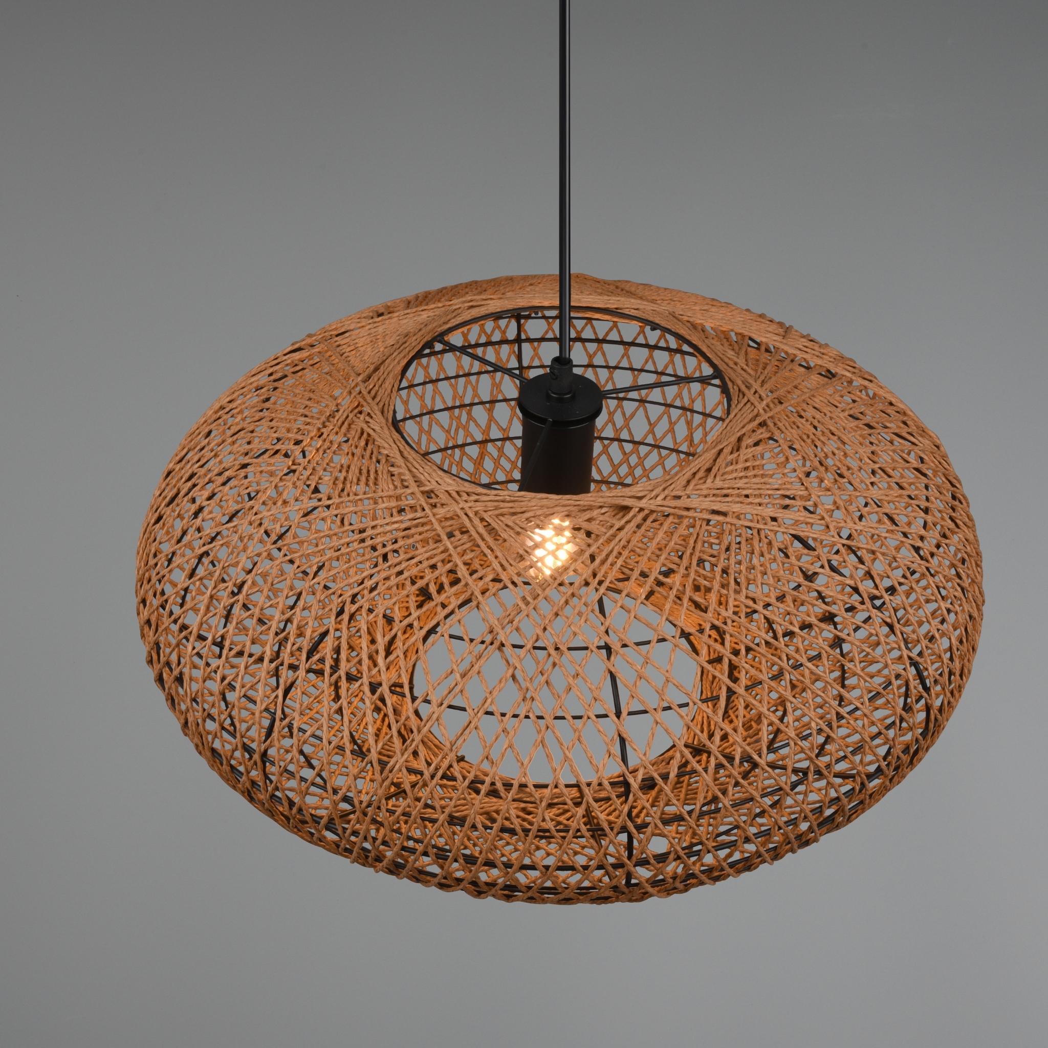 TRIO Hedda pendant lamp - matte black/sisal