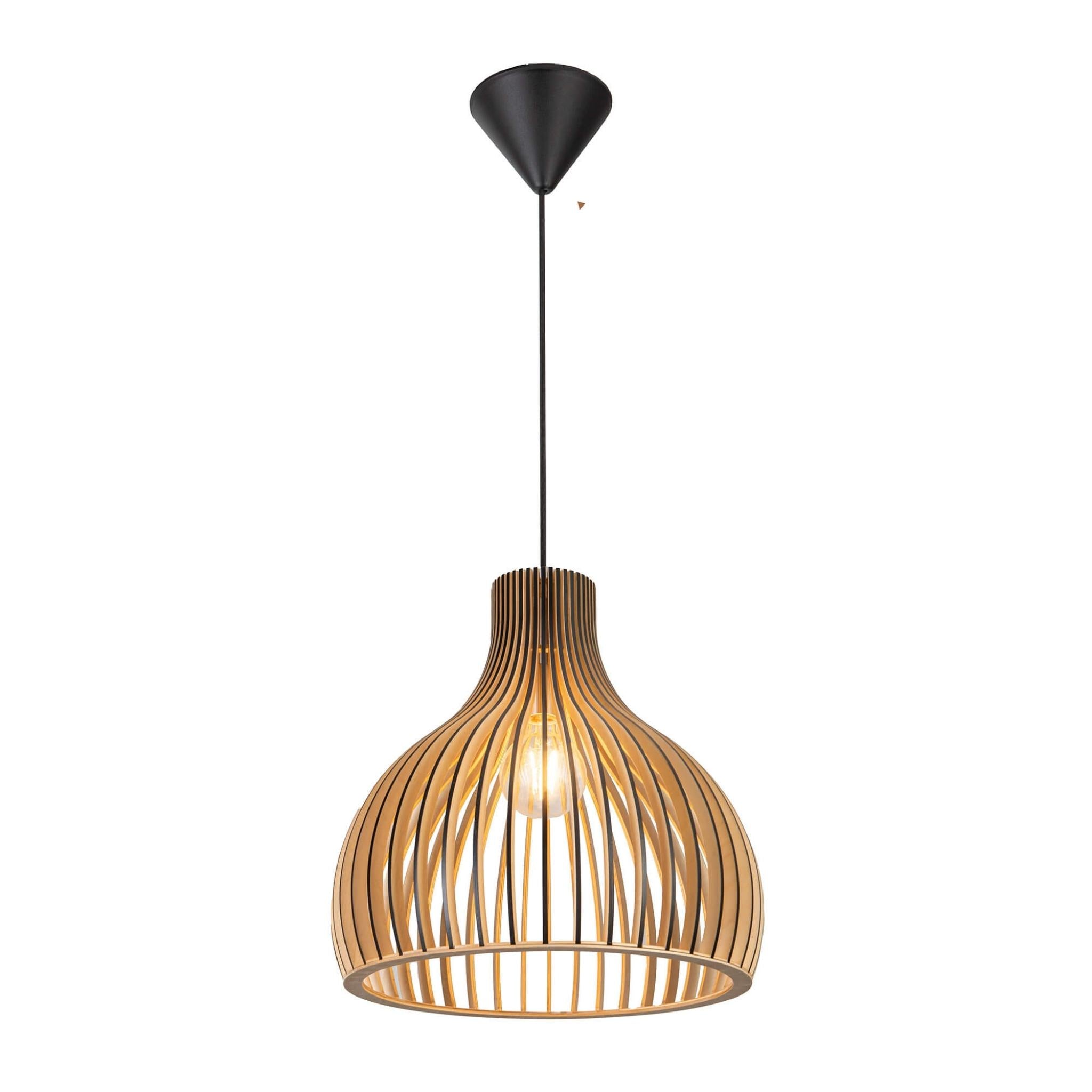 FocusLight VERSO - Pendant lamp - Black/Wood - Ø45 cm