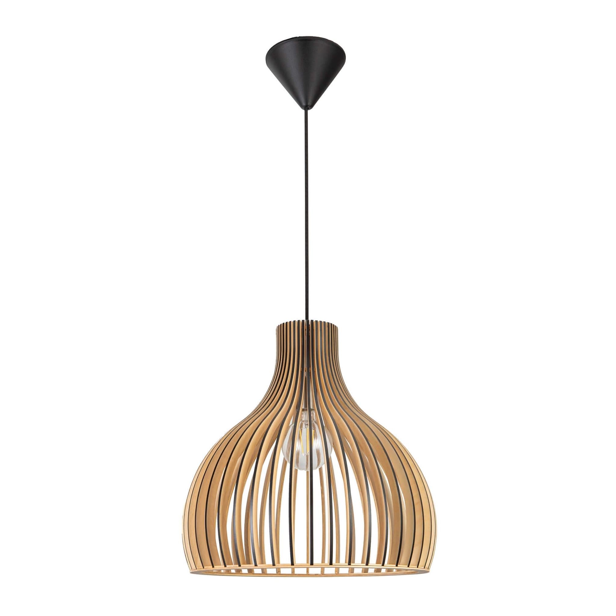 FocusLight VERSO - Pendant lamp - Black/Wood - Ø45 cm
