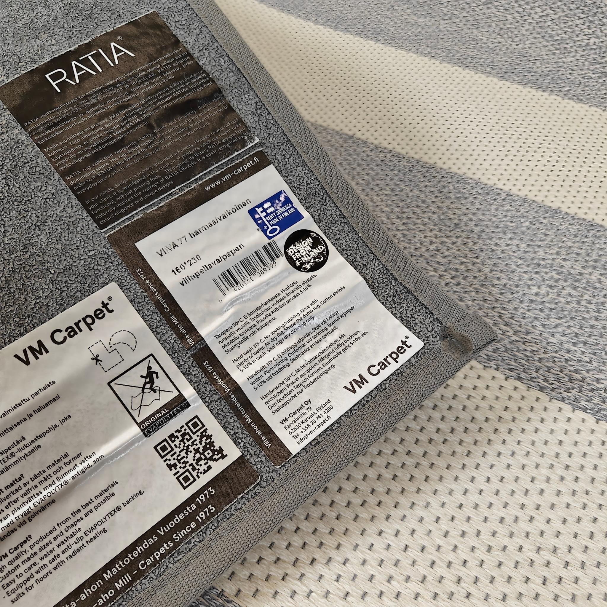 VM Carpet Viiva Rug 160x230 cm - gray/white