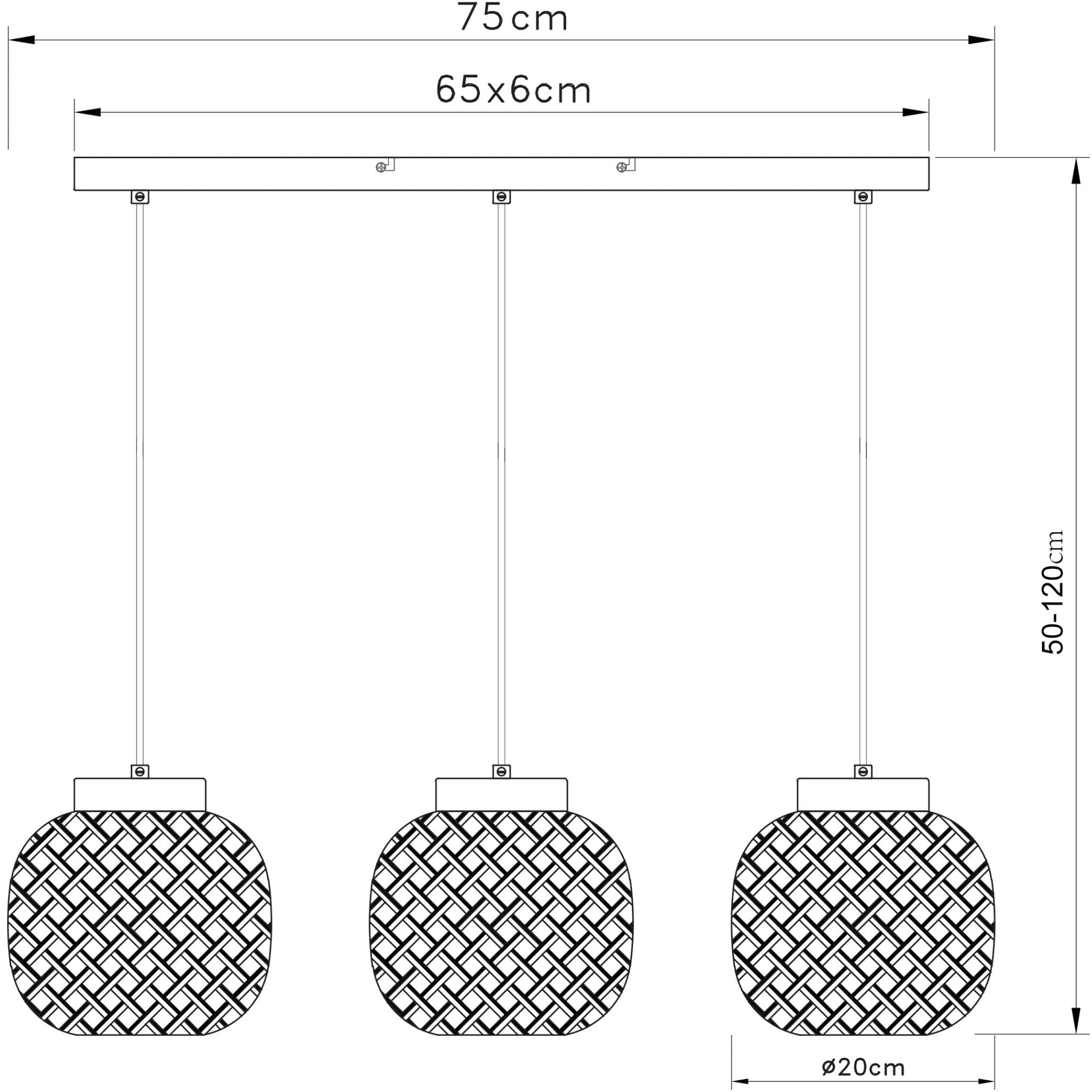 Elaine 342203-30 - Riippuvalaisin 3-osainen - Hiekanmusta