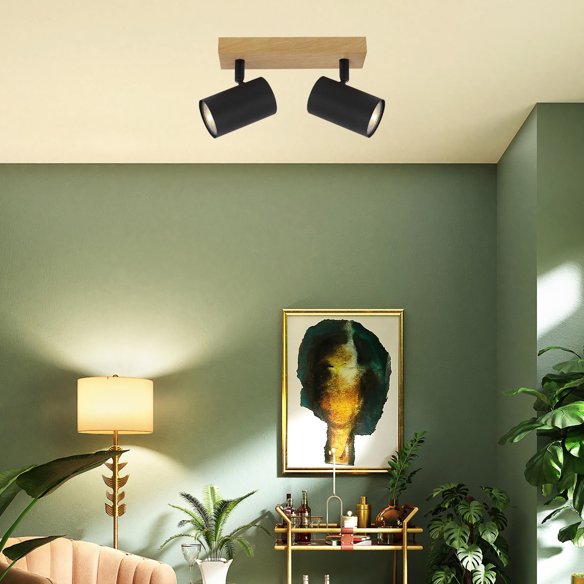 Quentin 838502-11 - 2-piece spotlight - Black - wood