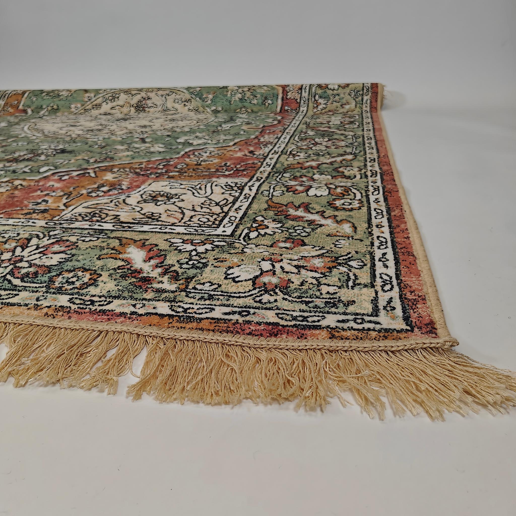 Royal palace viscose rug - green/terra