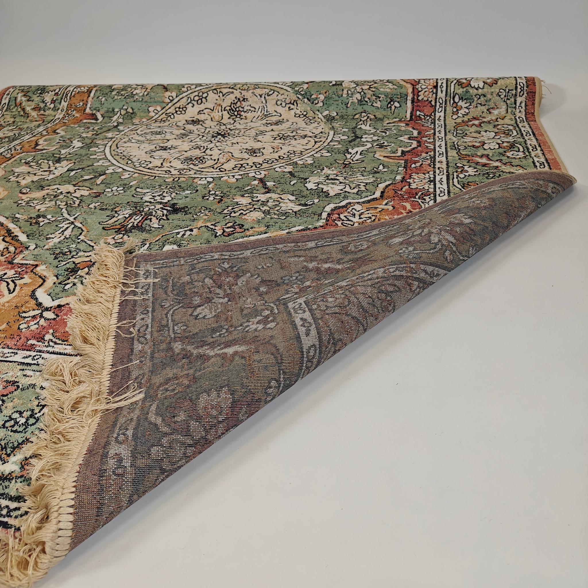 Royal palace viscose rug - green/terra