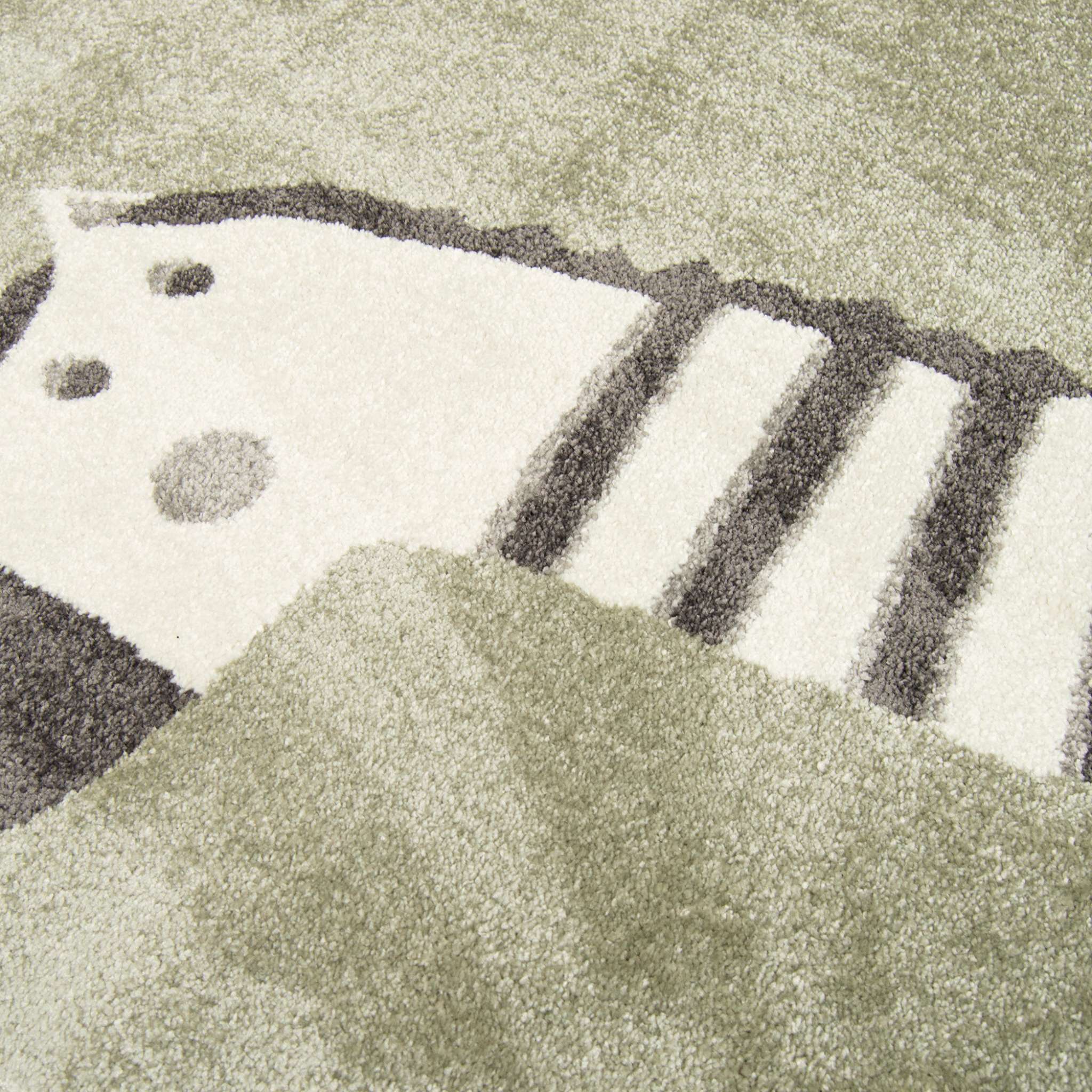 Zebra children's rug - light green