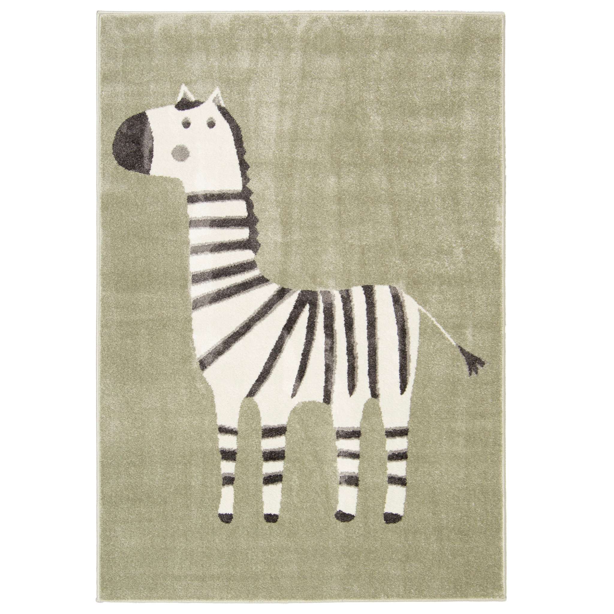 Zebra children's rug - light green