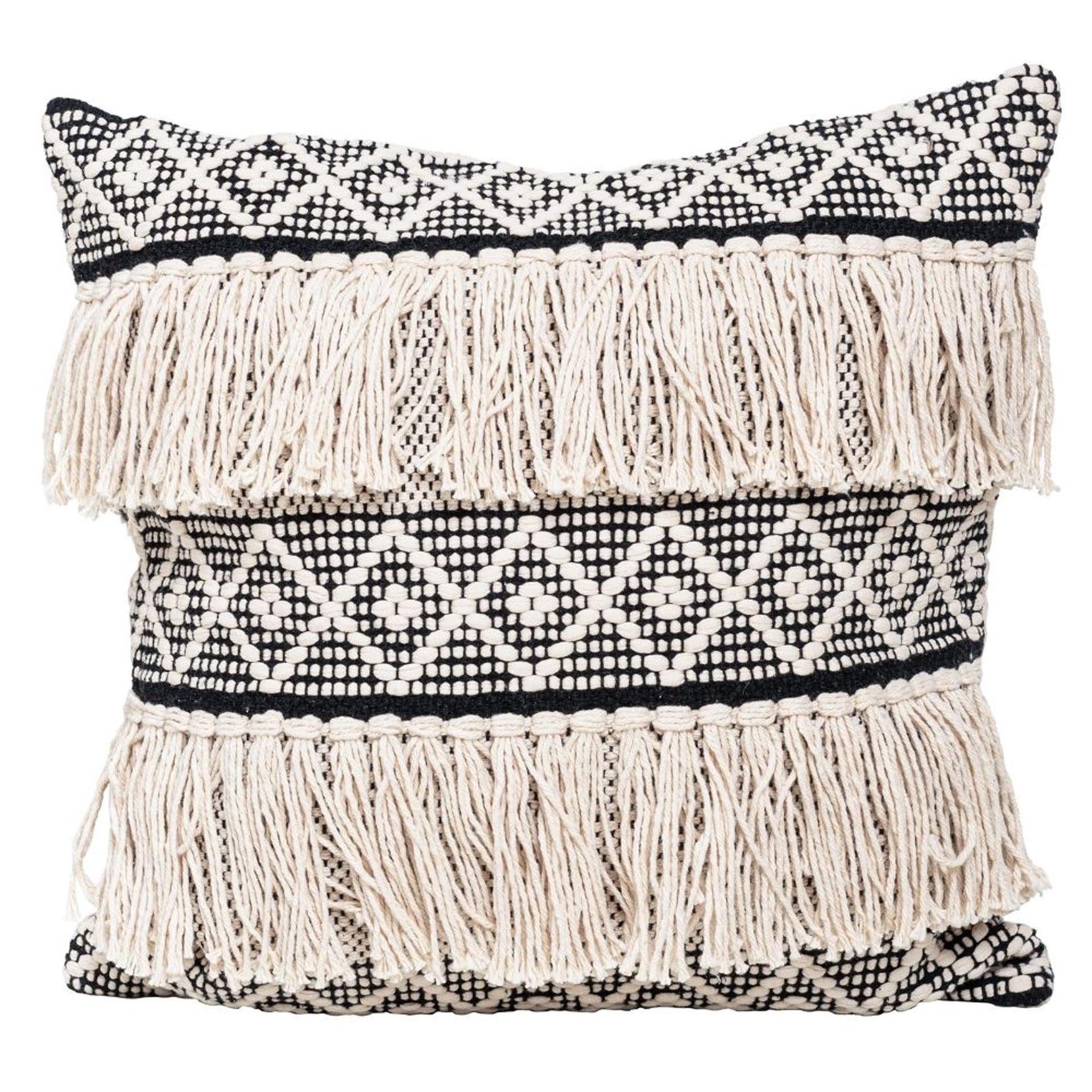 Sulo cushion - Black (fringed)