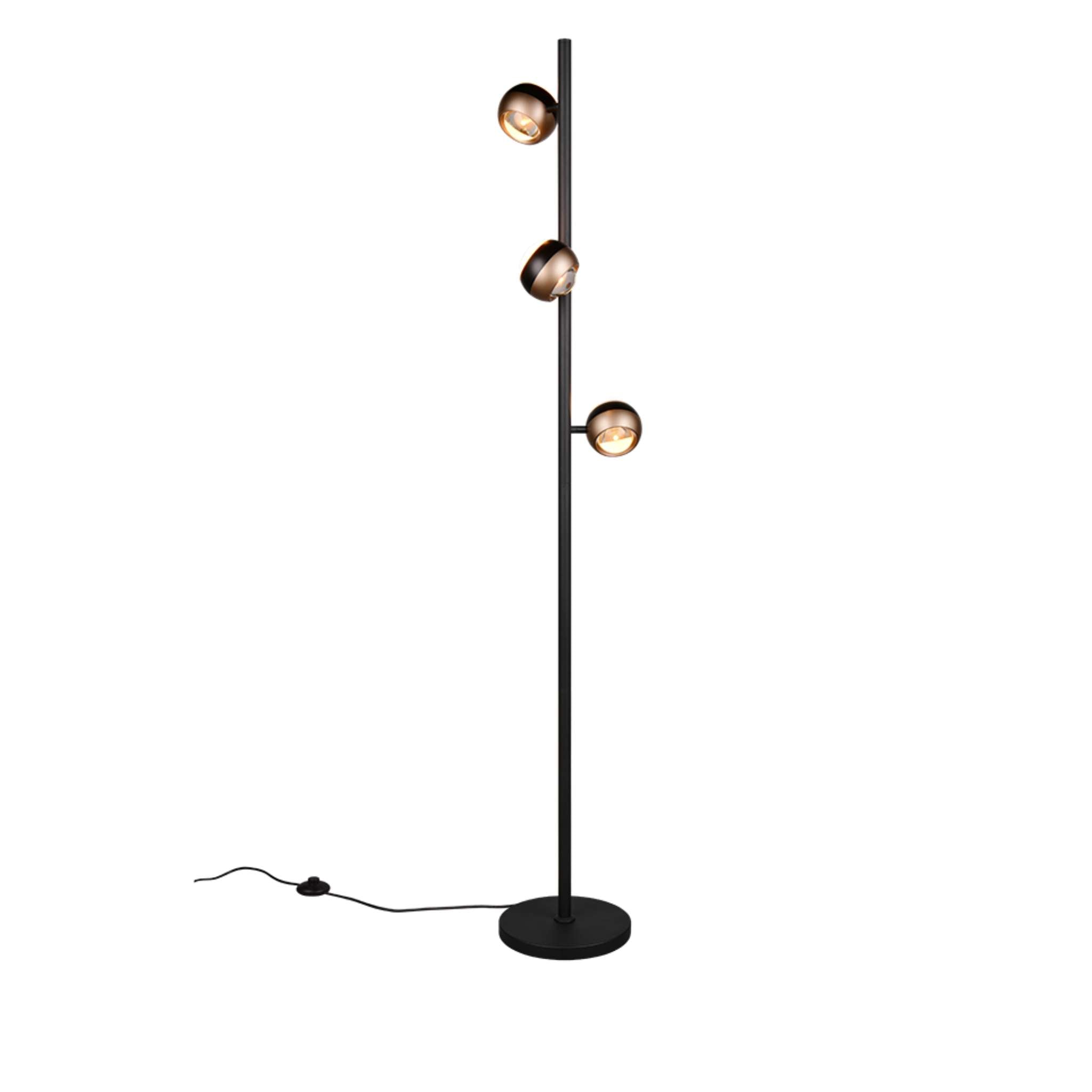 TRIO Orbit LED lattiavalaisin 3-os - mattamusta/kahvi