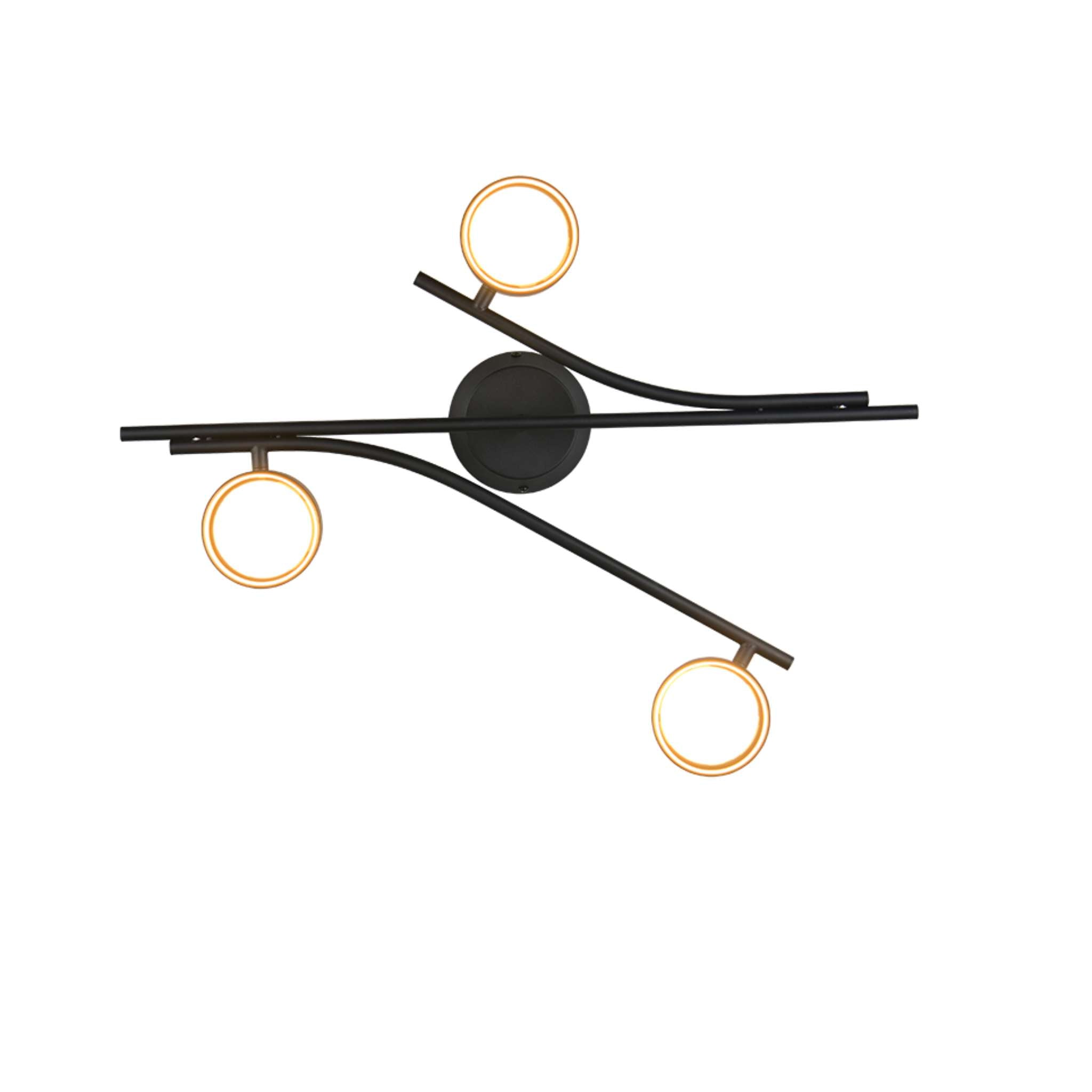 TRIO Coda kattovalaisin 3-os GX53 - musta/kulta