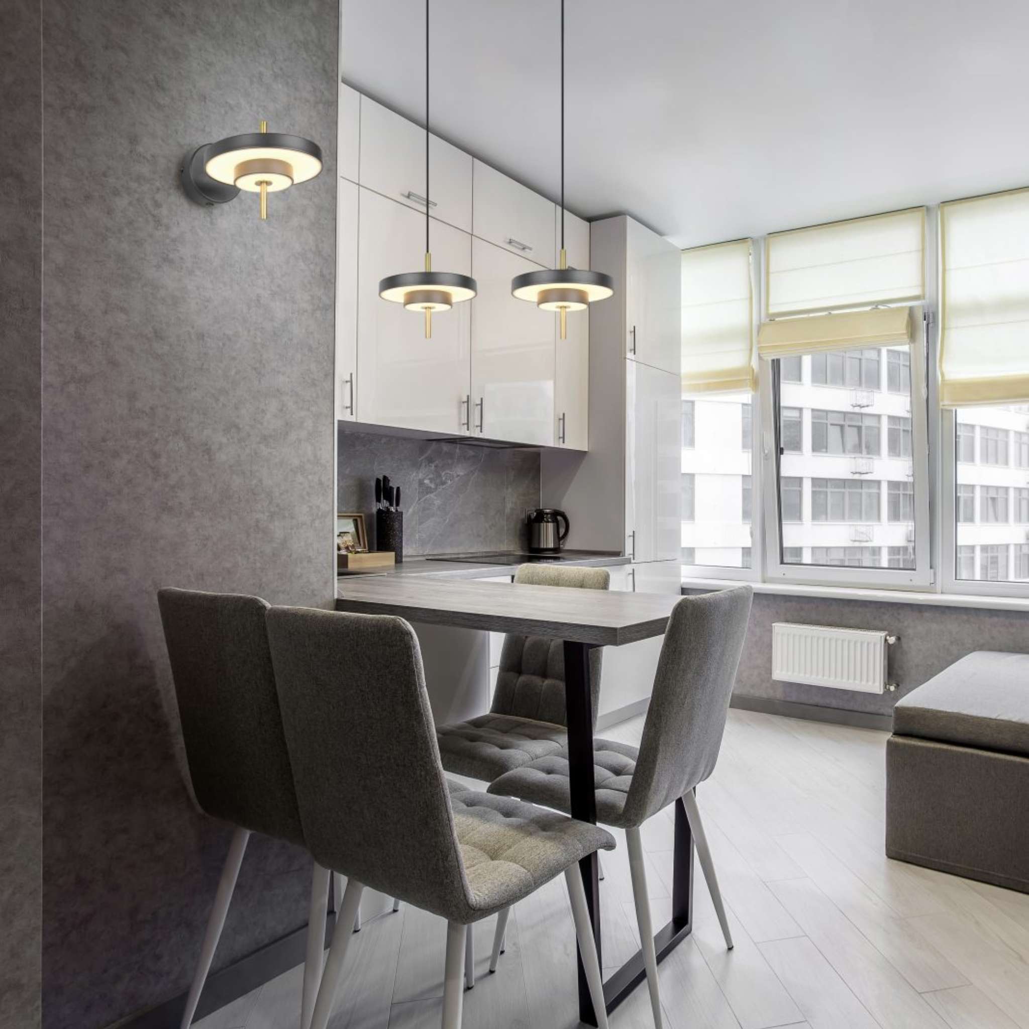 TRIO Keaton LED riippuvalaisin 1-os 40 cm - mattamusta/messinki