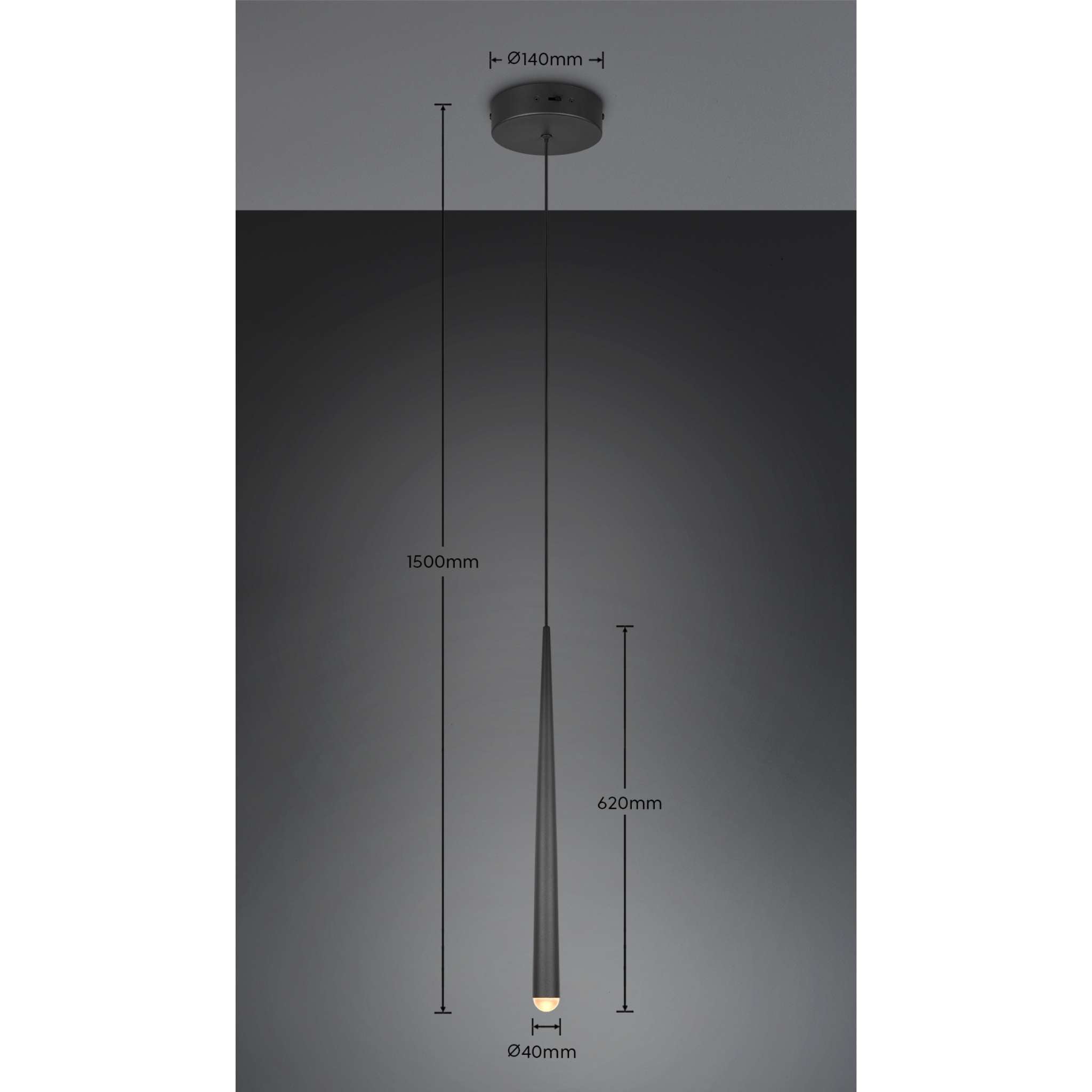 TRIO Cala LED riippuvalaisin 1-os - mattamusta