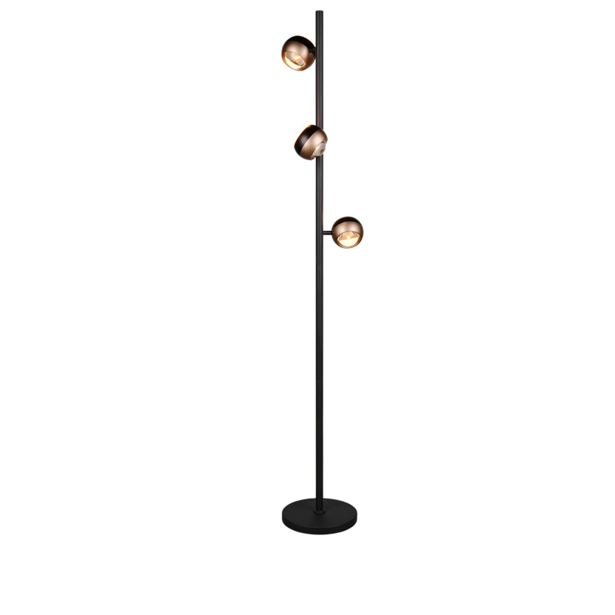 TRIO Orbit LED lattiavalaisin 3-os - mattamusta/kahvi